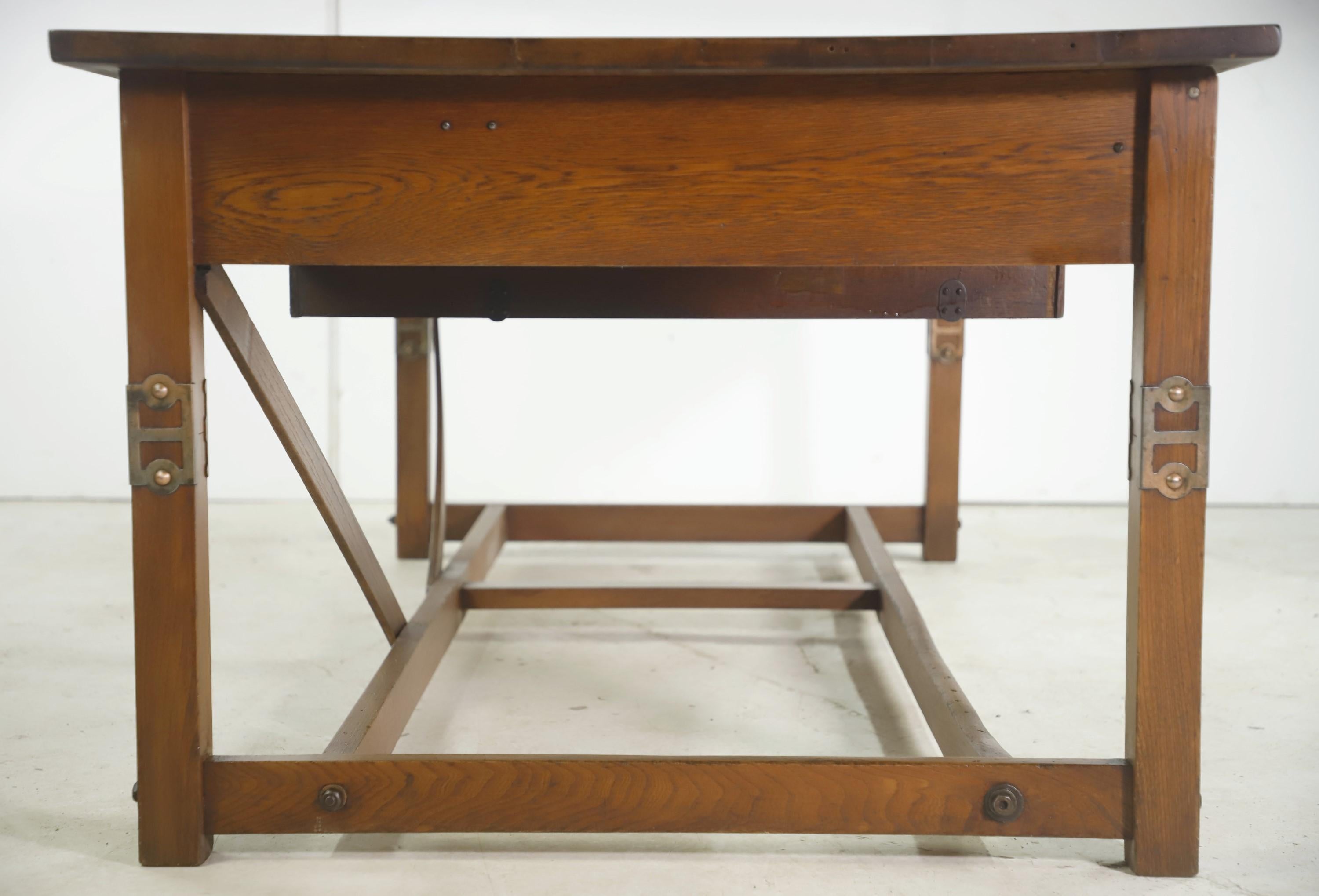 Industrial Wood 3 Drawer Hudson Drawing Table by Keuffel & Esser Co. For Sale 4