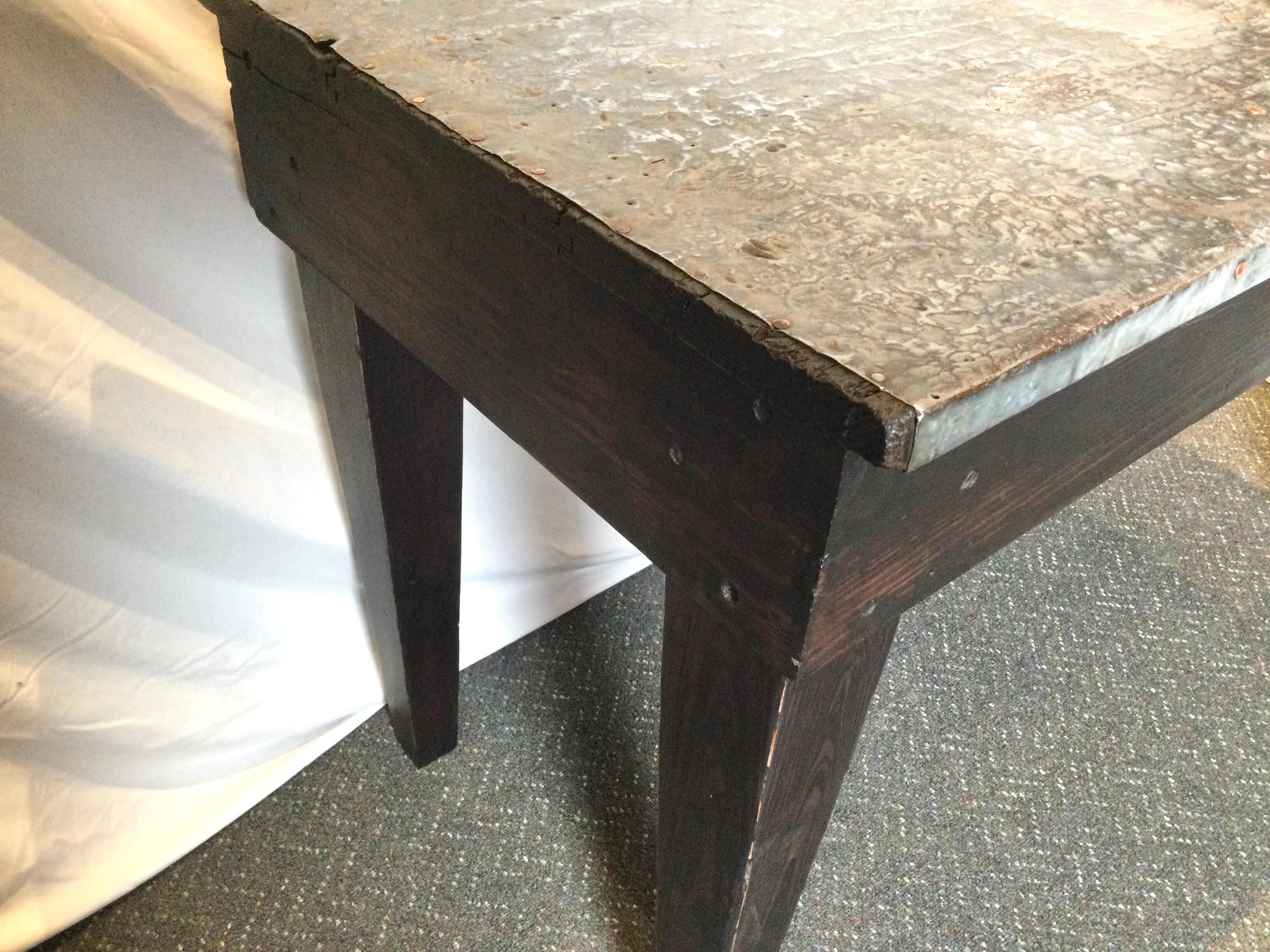 Mid-20th Century Industrial Wood and Metal Machine Shop Work Table Desk Bench