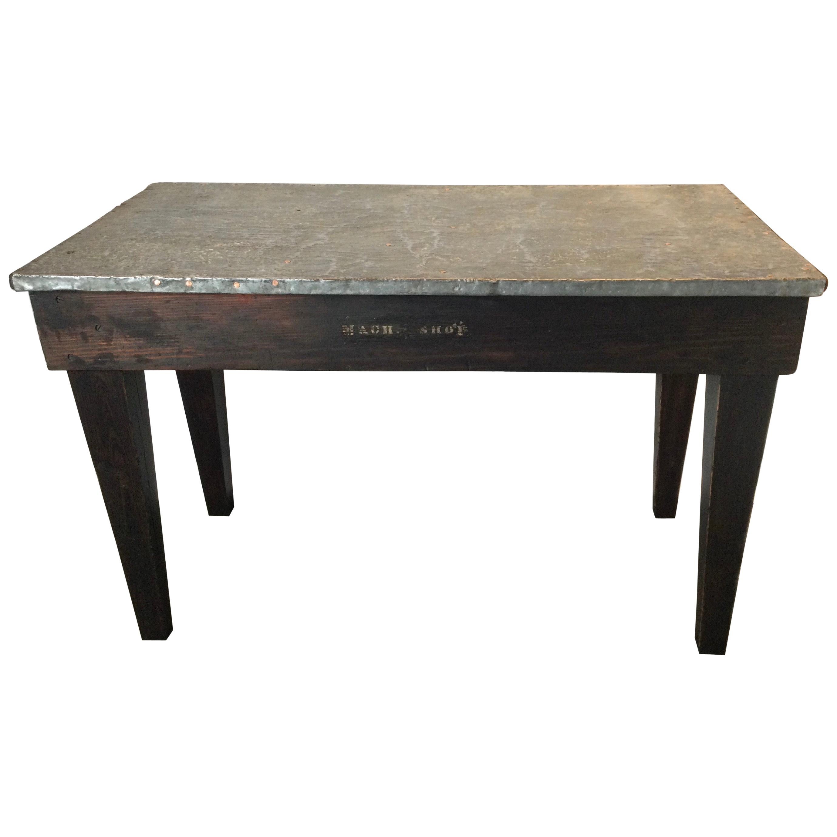 Industrial Wood and Metal Machine Shop Work Table Desk Bench
