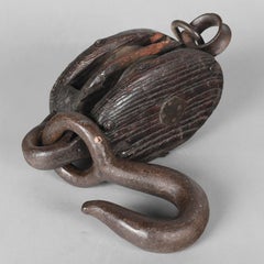 Industrial Wood & Cast Iron Double Block Pulley