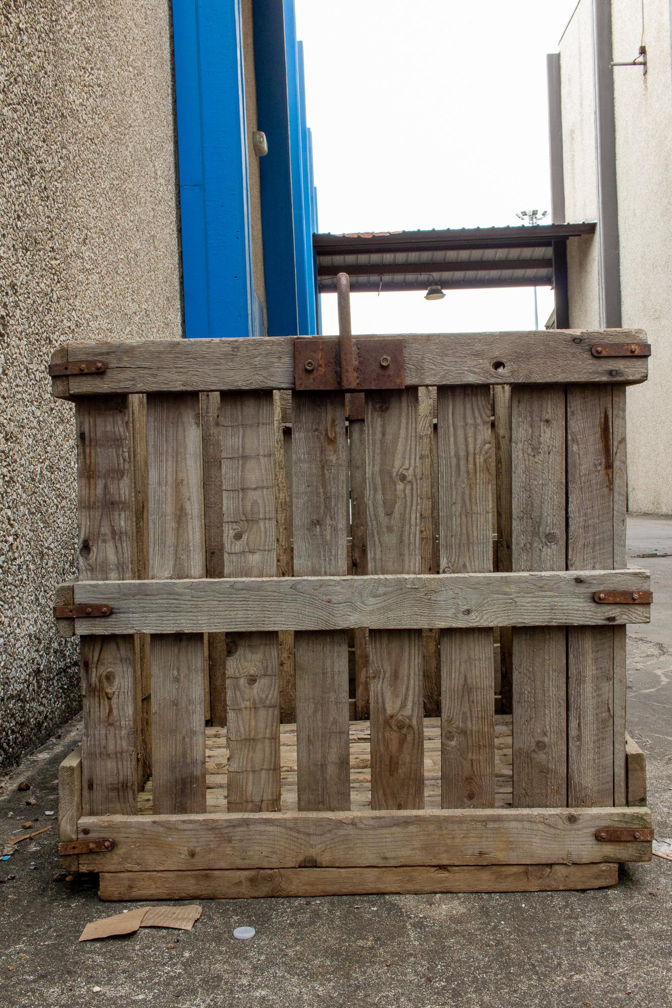 Vintage French Wood & Iron Industrial Crate Planter, Four Available 7