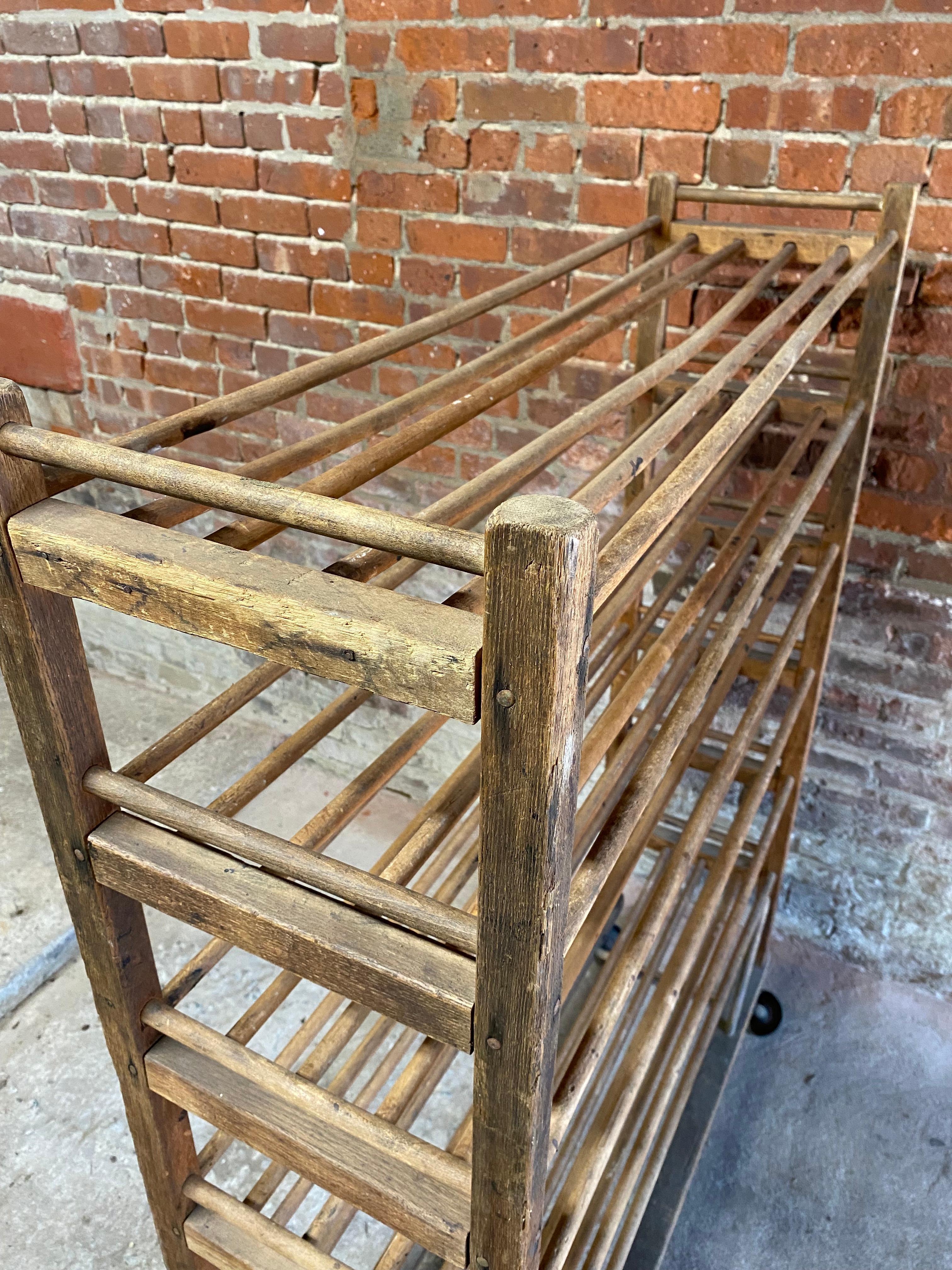 American Industrial Wood Shelving Rolling Rack