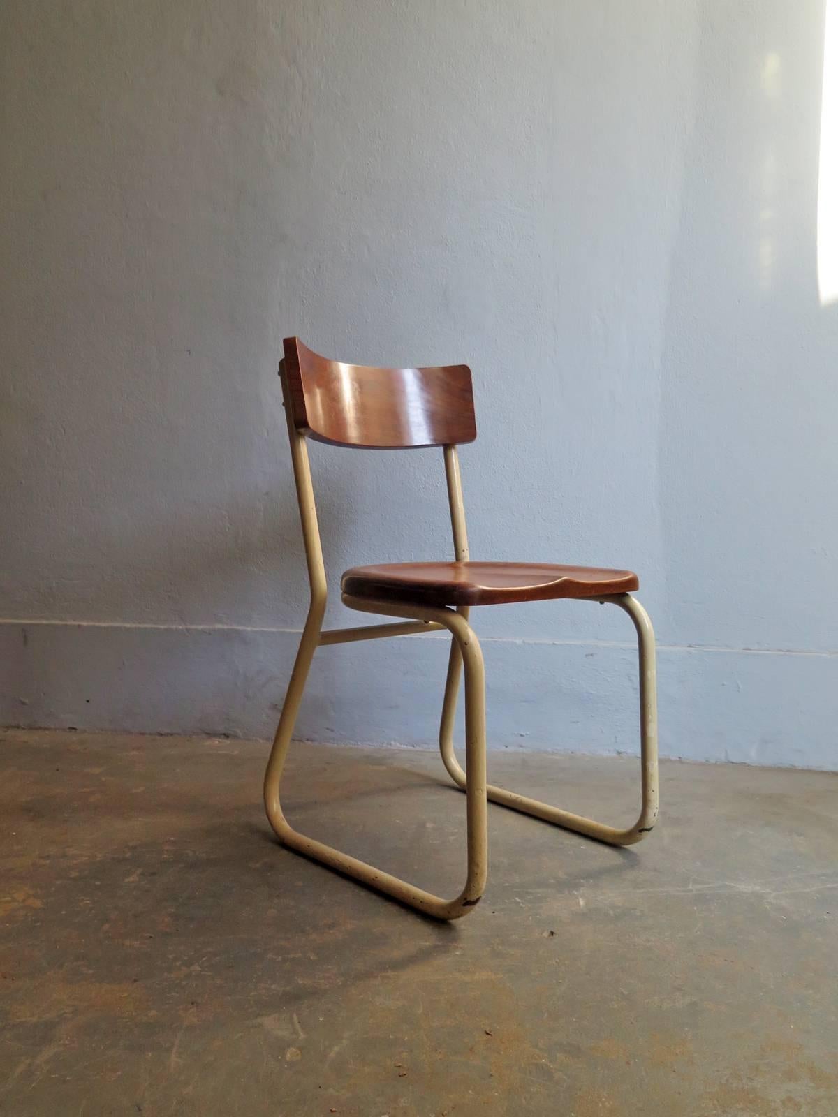 Bauhaus Industrial Wooden and Metal Chair For Sale