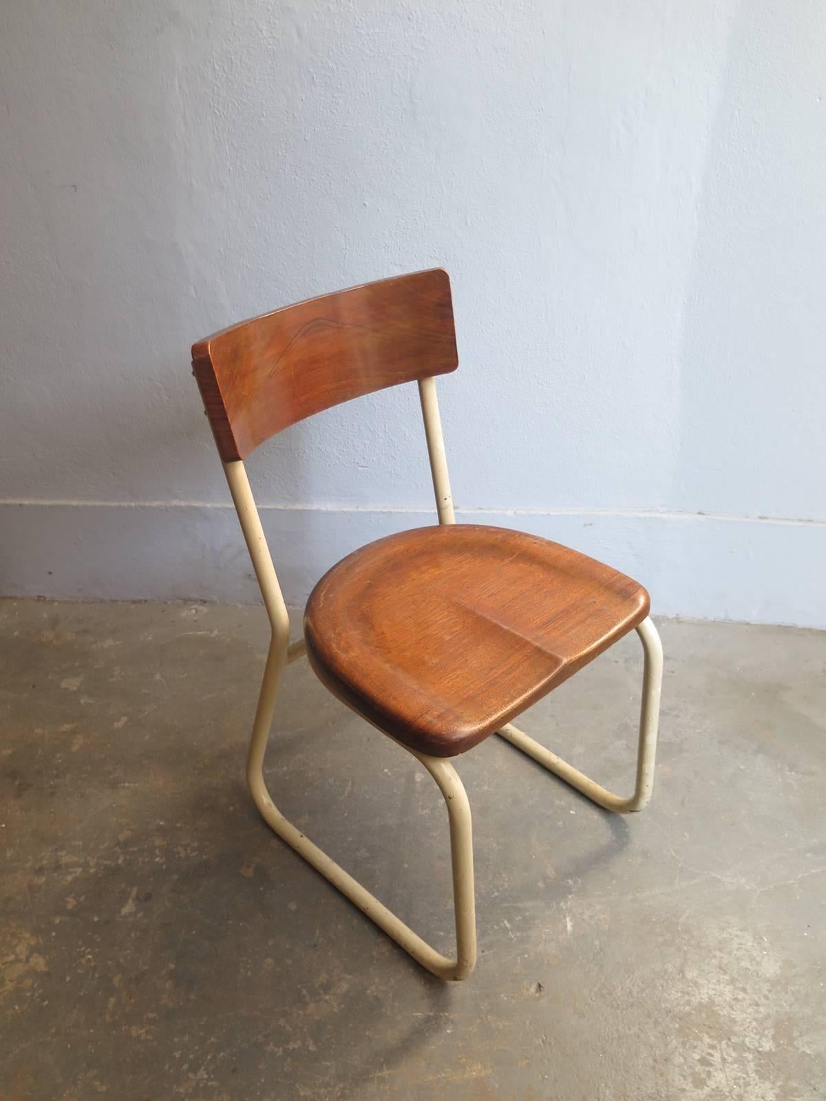 Mid-20th Century Industrial Wooden and Metal Chair For Sale