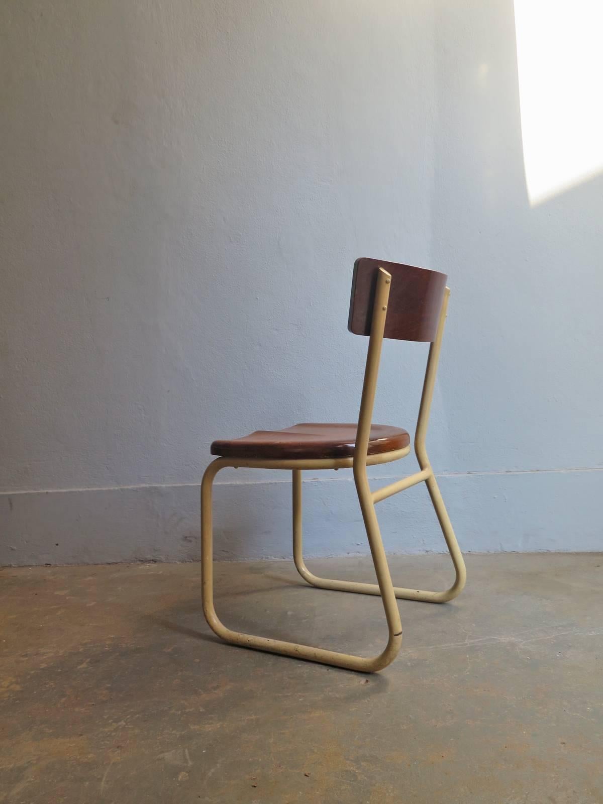 Industrial Wooden and Metal Chair For Sale 1