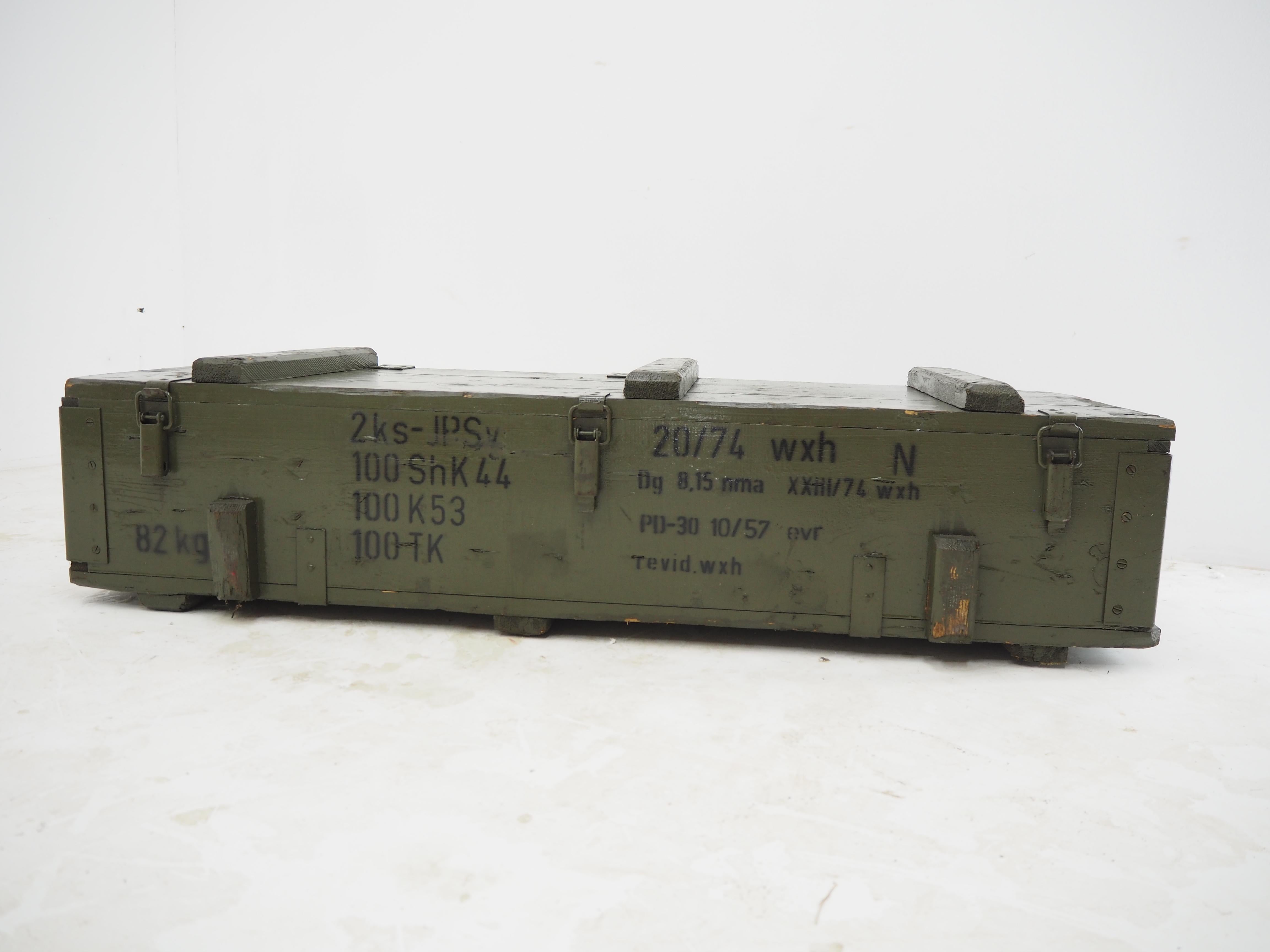 European Industrial Wooden Army Crate, Boxes, 50 item available, 1960s For Sale