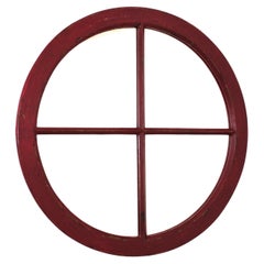 Industrial Wooden Round Mirror Window Frame