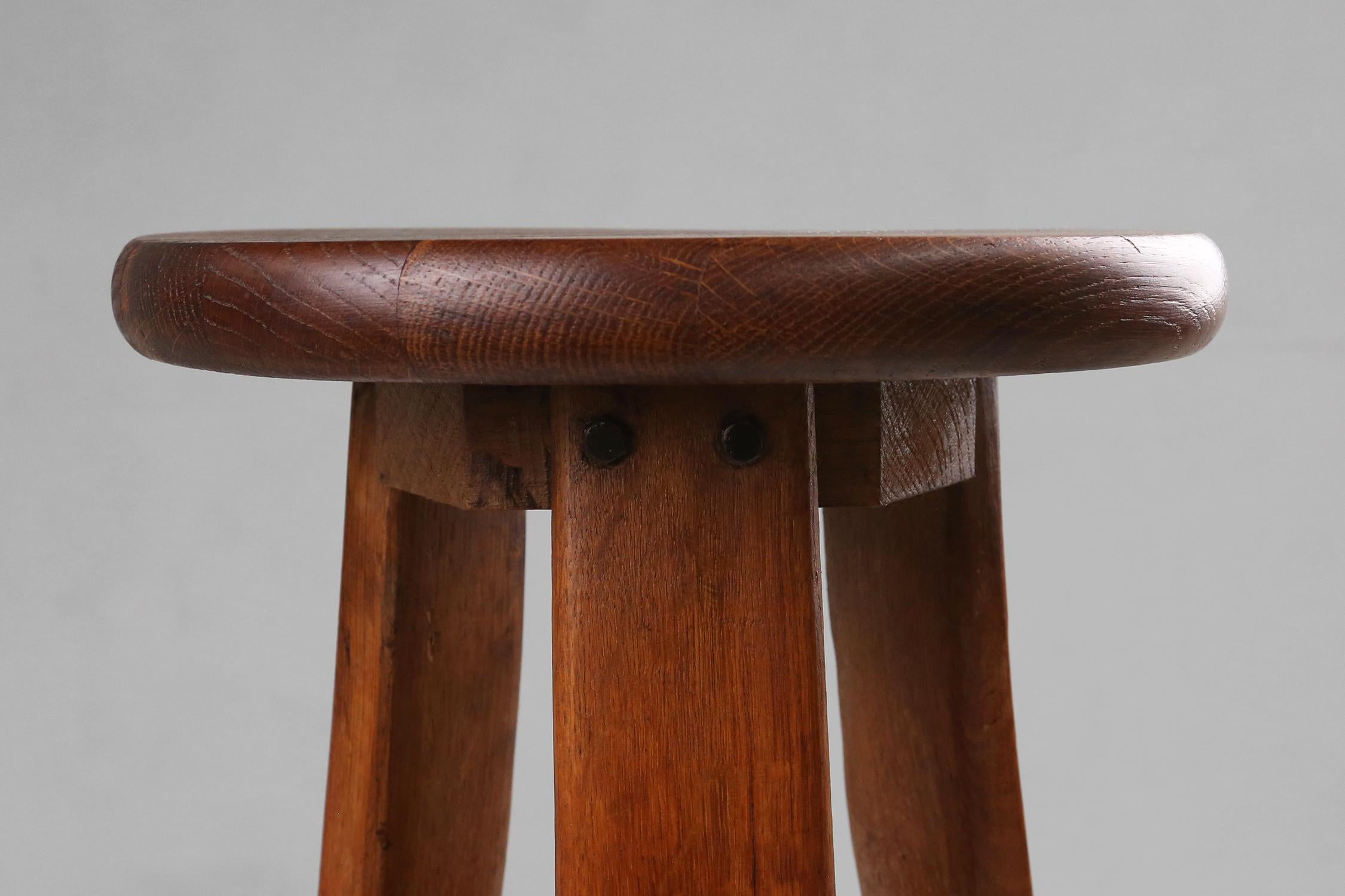 Oak Industrial wooden stool 1920's