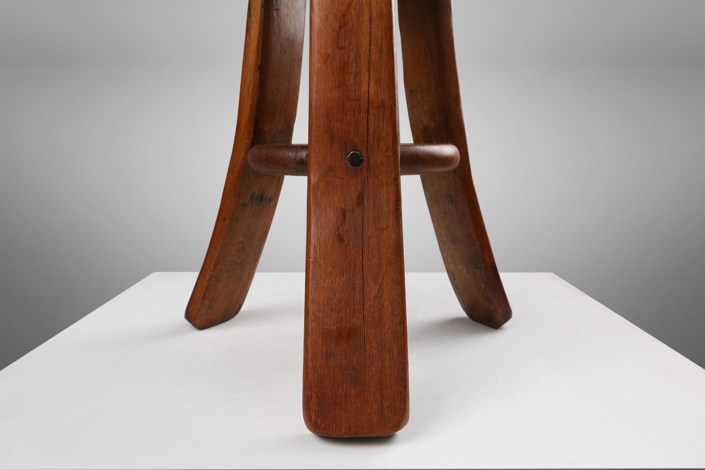 Industrial wooden stool 1920's 1