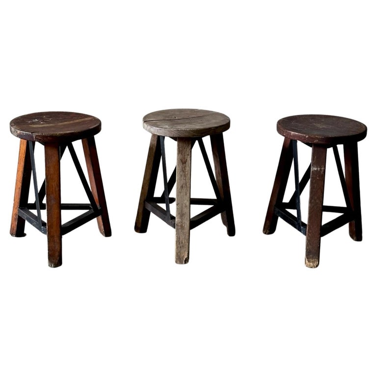Industrial Wooden Stools For Sale at 1stDibs