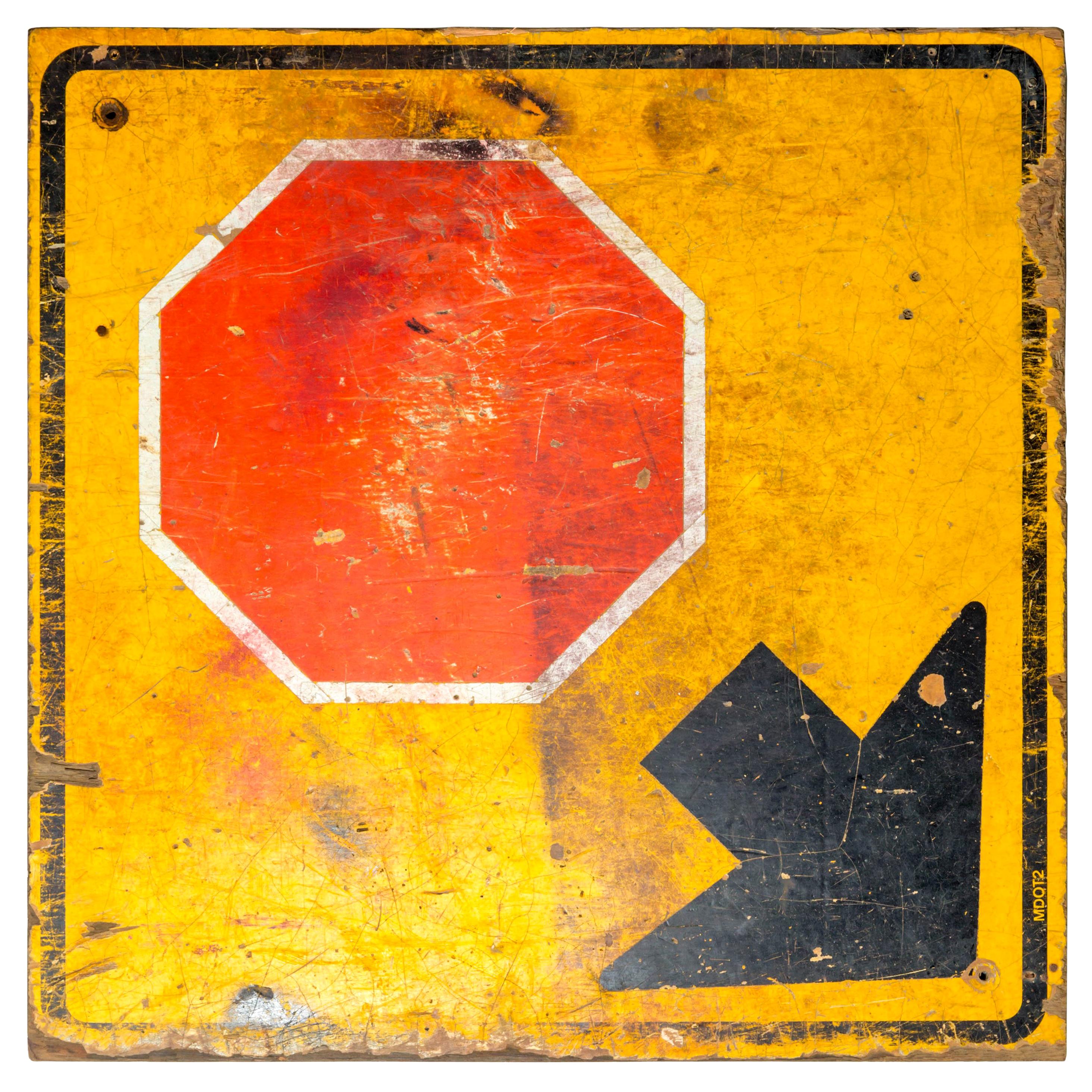 Industrial Wooden Stop Sign, 20th Century