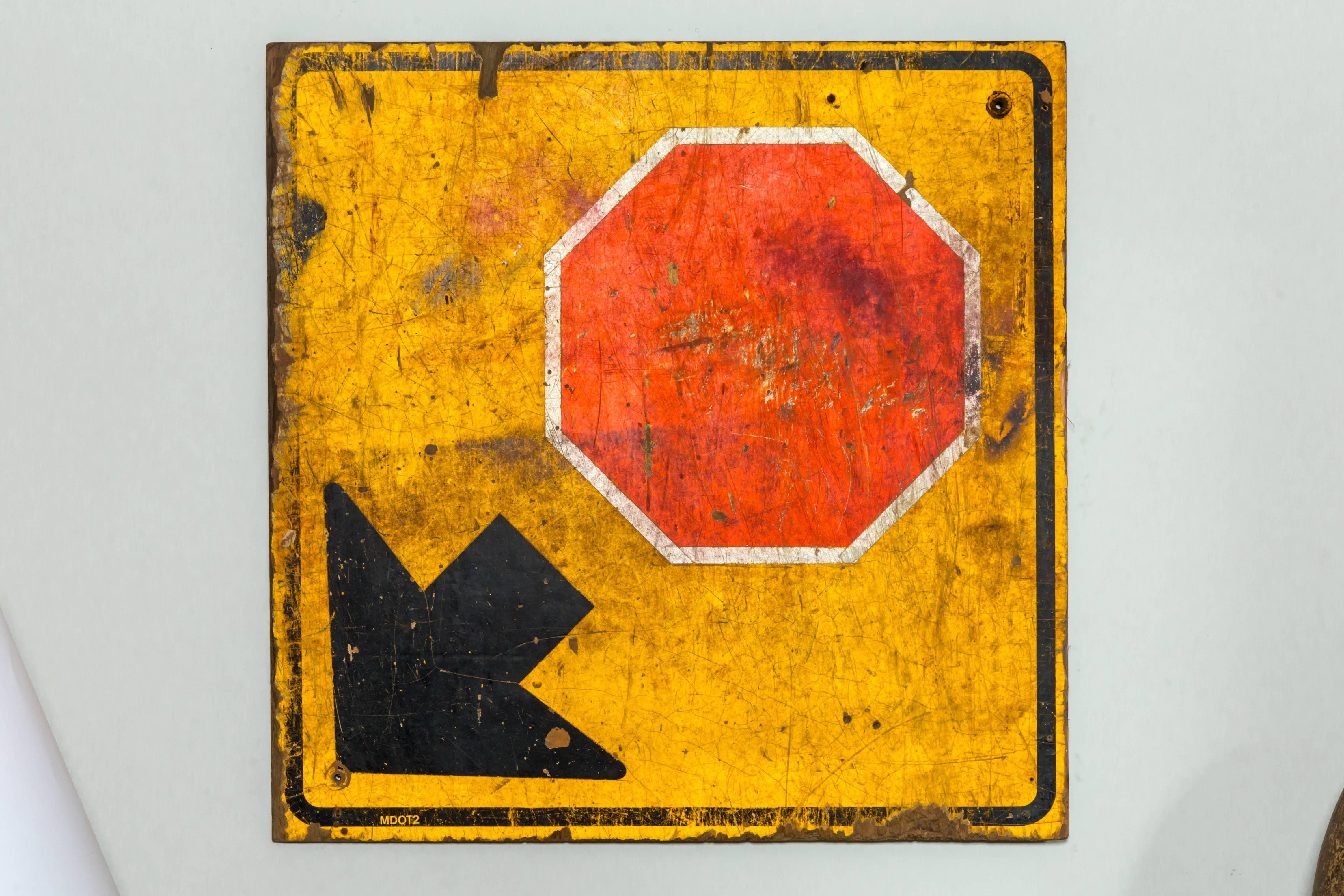 Industrial wooden stop sign, 20th century.
 