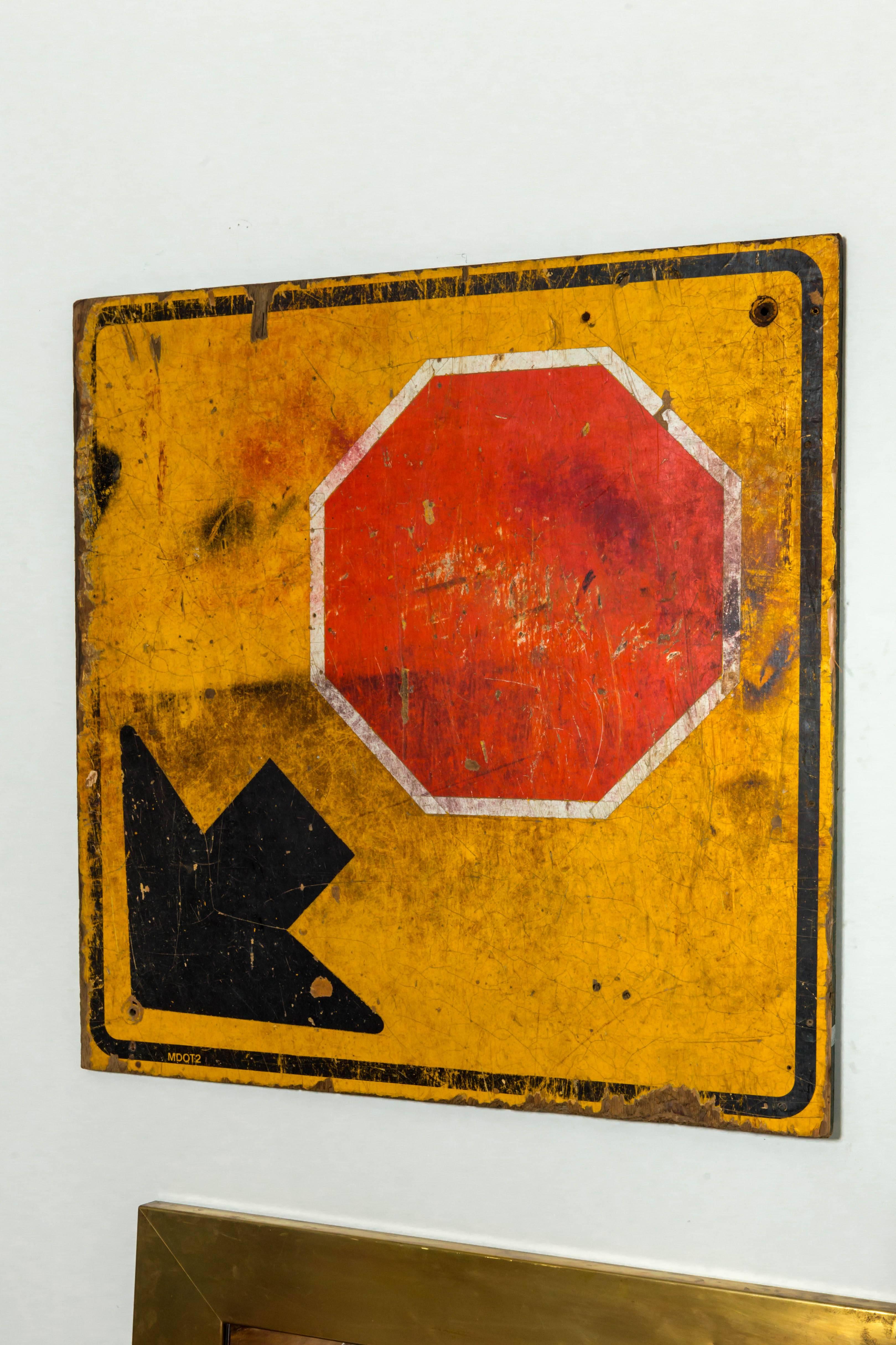 Industrial Wooden Stop Sign, 20th Century In Good Condition In New York City, NY
