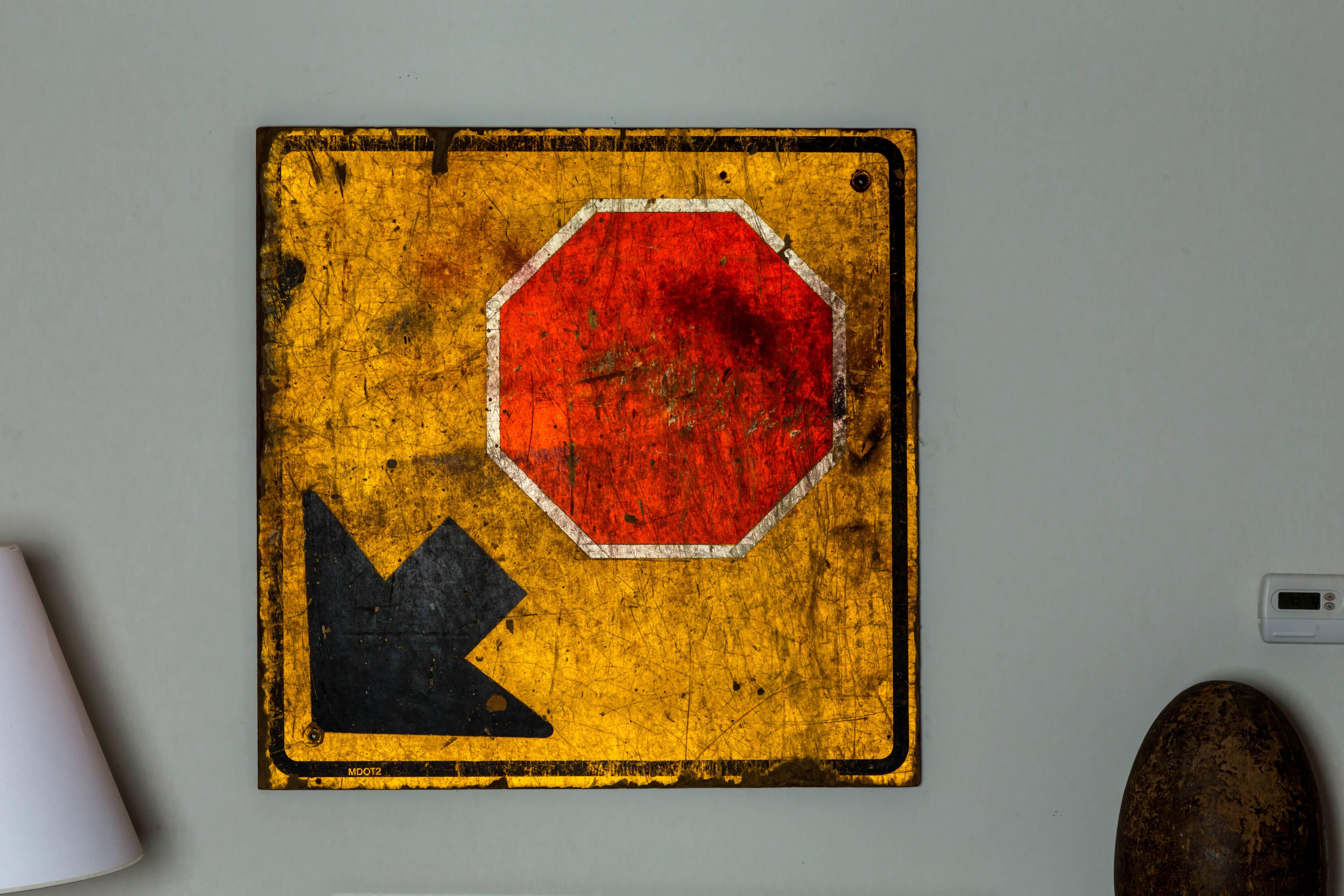 Industrial Wooden Stop Sign, 20th Century 1