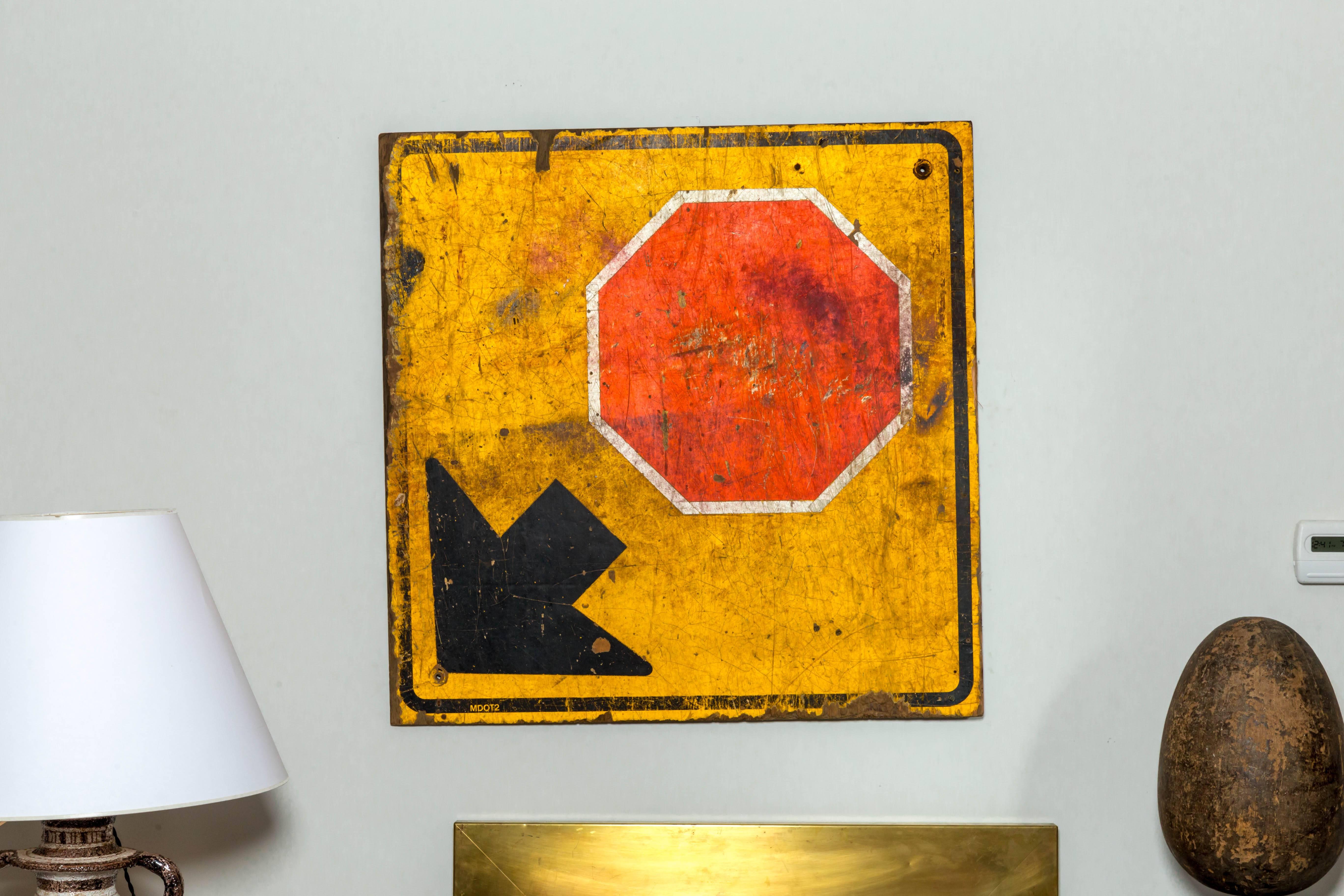 Industrial Wooden Stop Sign, 20th Century 2