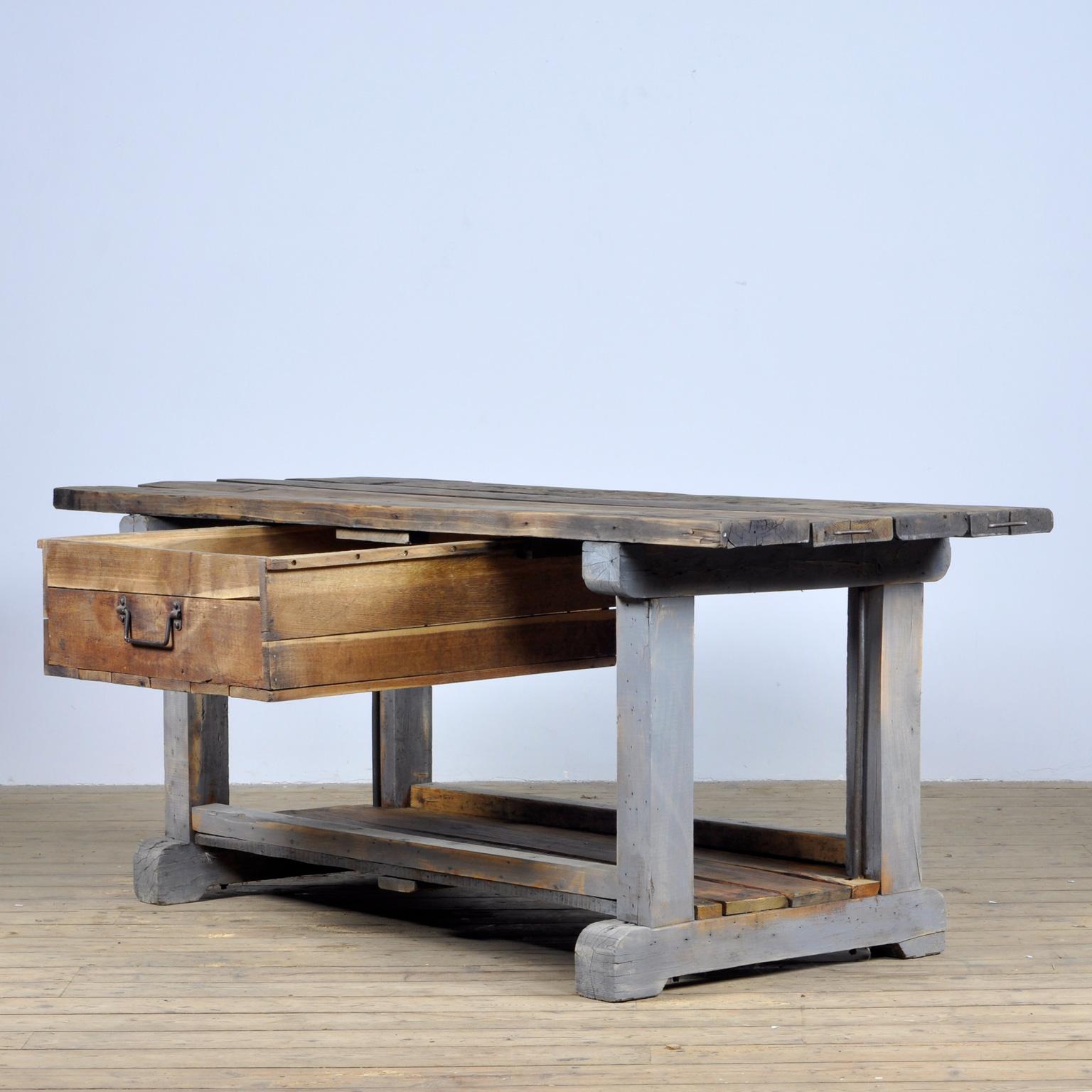 Industrial Wooden Worktable, 1950s In Good Condition In Amsterdam, Noord Holland