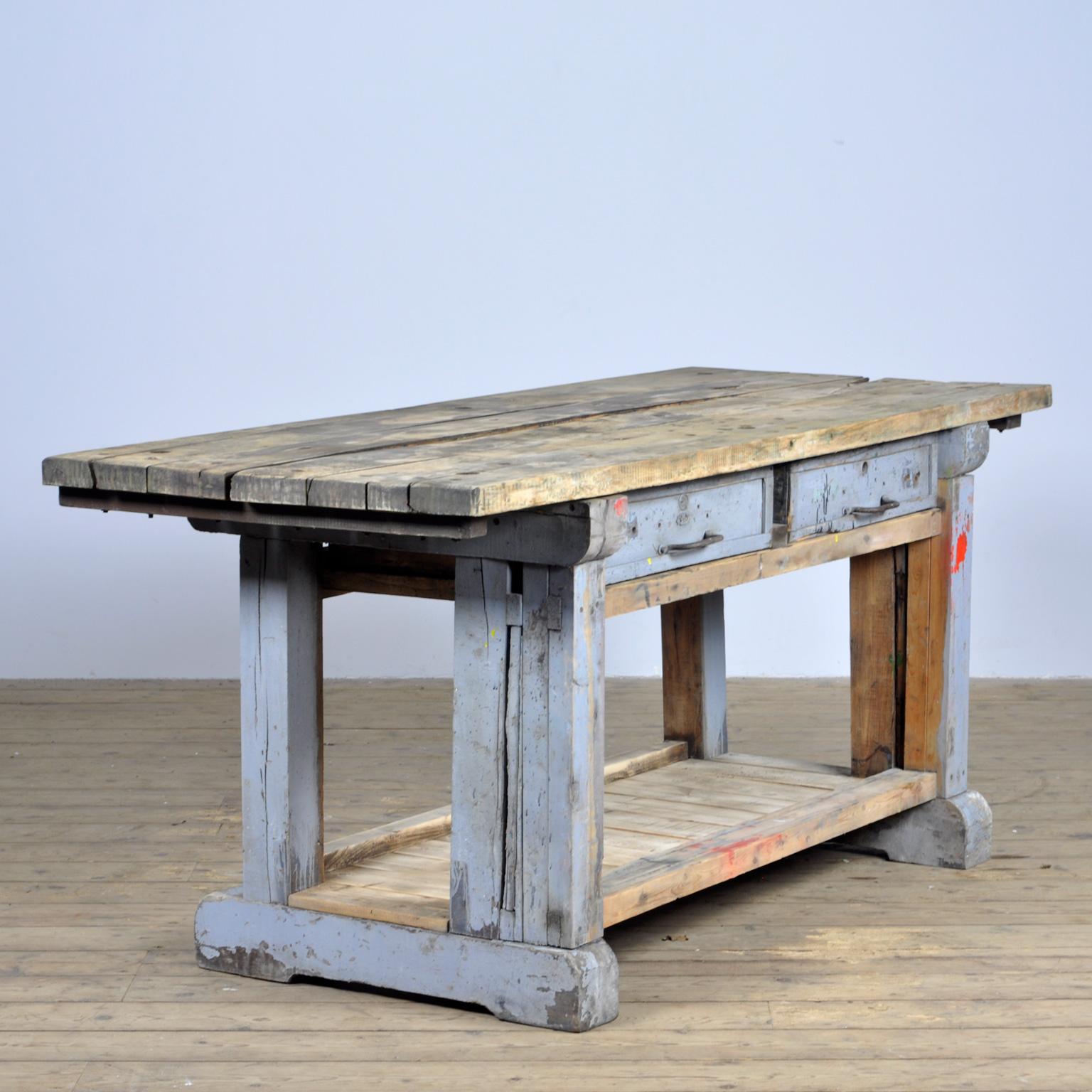 Industrial Wooden Worktable, 1950s In Good Condition In Amsterdam, Noord Holland