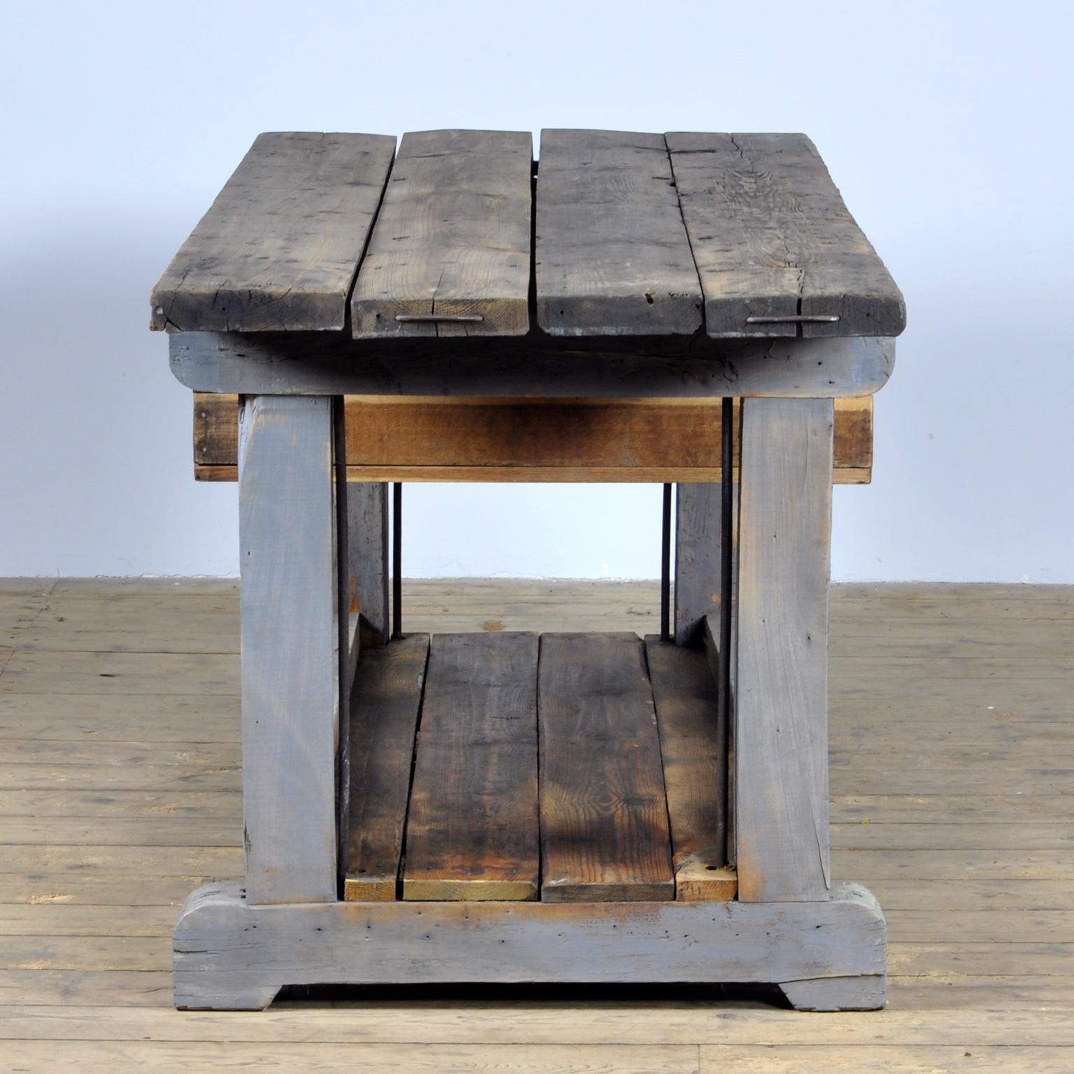 Mid-20th Century Industrial Wooden Worktable, 1950s
