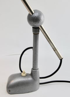 Industrial Work-Light 'Desk Lamp' in Silver-Grey with Concealed Screw-Down Base