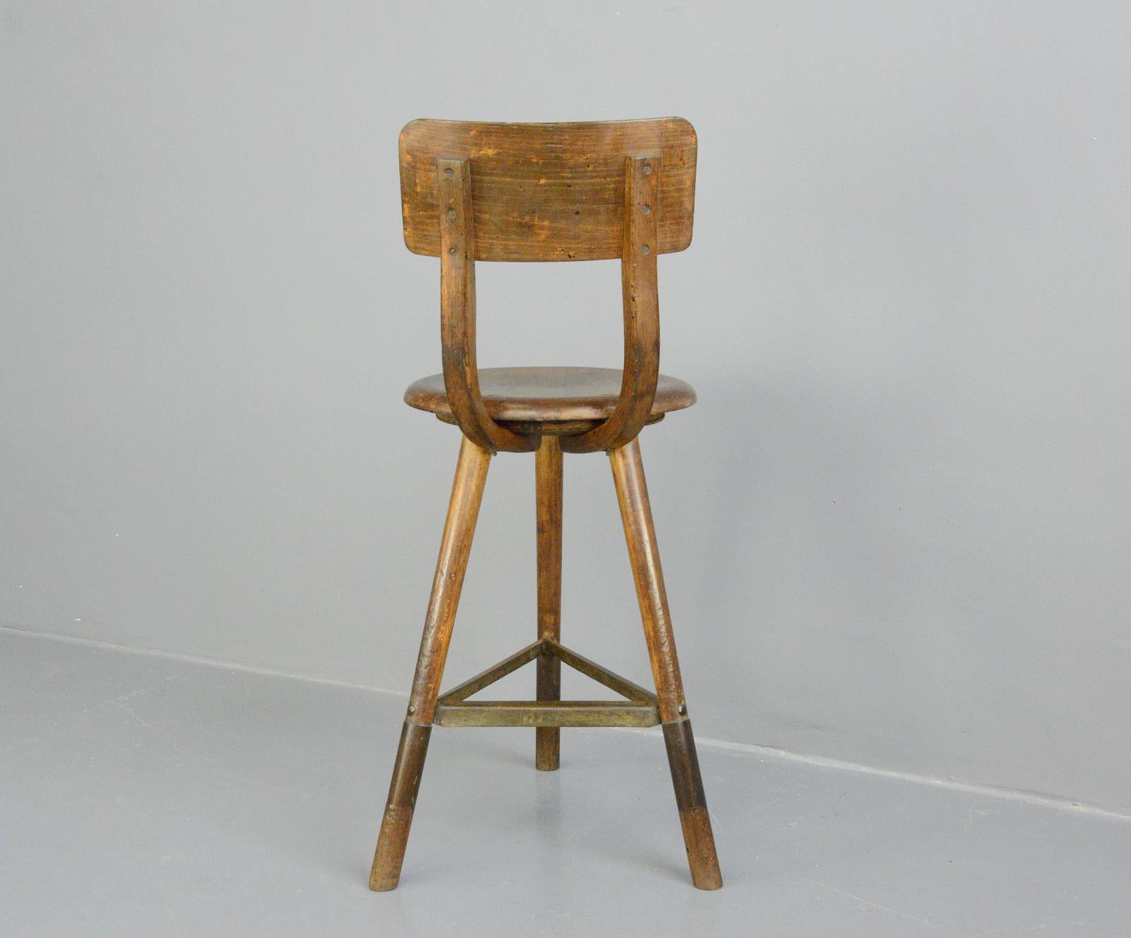Industrial Work Stool by Ama, circa 1920s 6