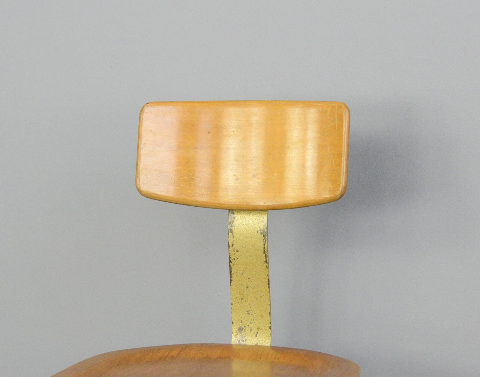 German Industrial Work Stool By Ama, circa 1930s For Sale