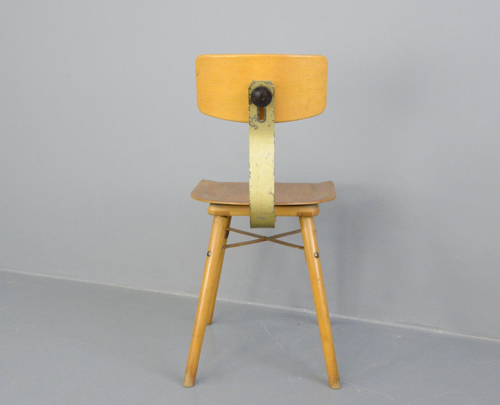 Industrial Work Stool By Ama, circa 1930s For Sale 1