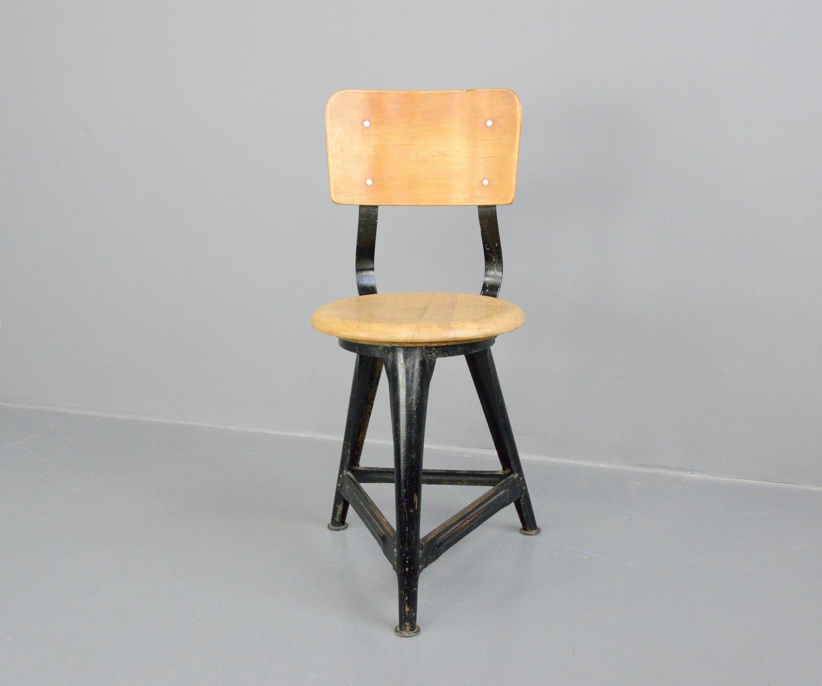 German Industrial Work Stools by Ama, circa 1930s For Sale