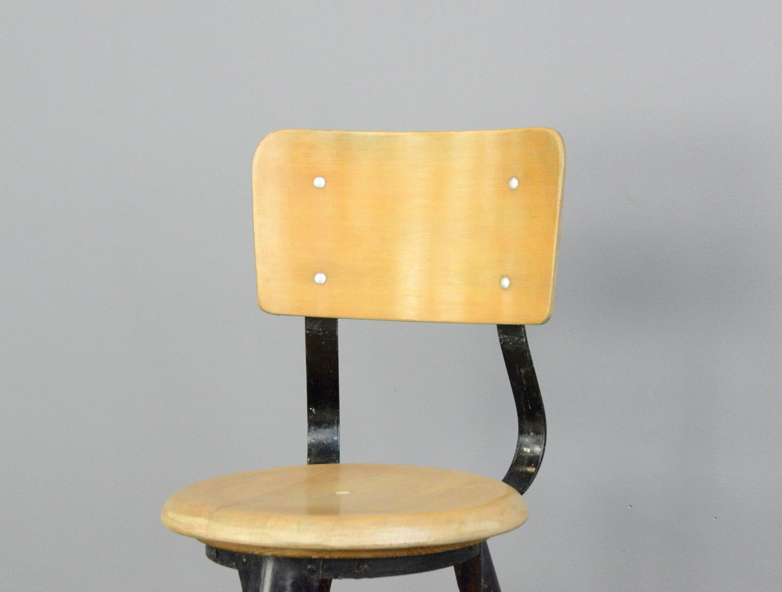 Mid-20th Century Industrial Work Stools by Ama, circa 1930s For Sale