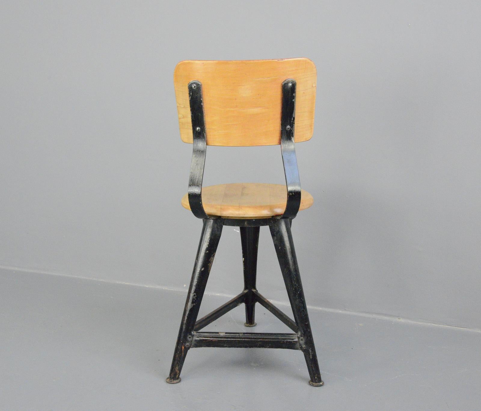 Steel Industrial Work Stools by Ama, circa 1930s For Sale