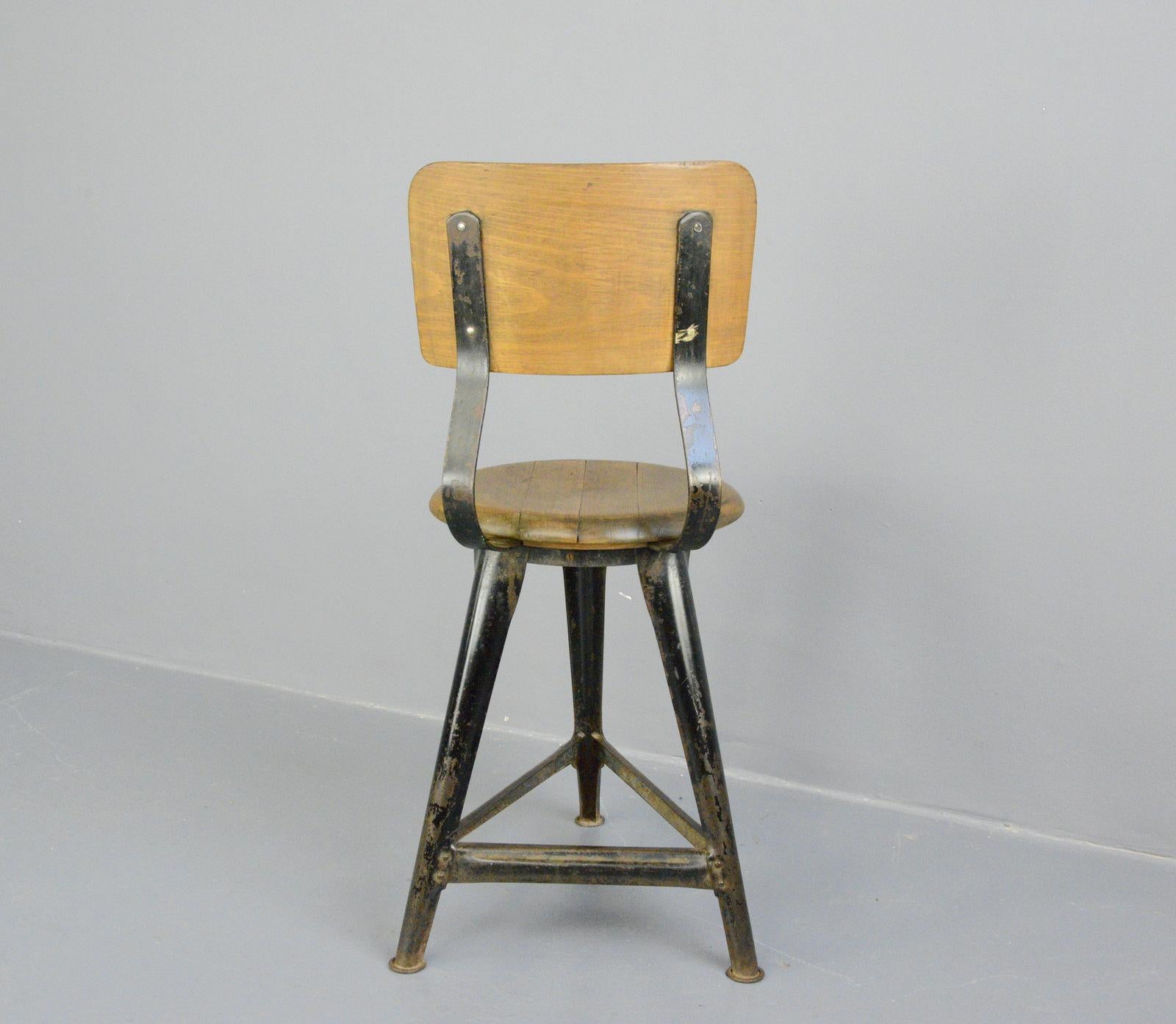 Mid-20th Century Industrial Work Stools by Ama, circa 1930s For Sale