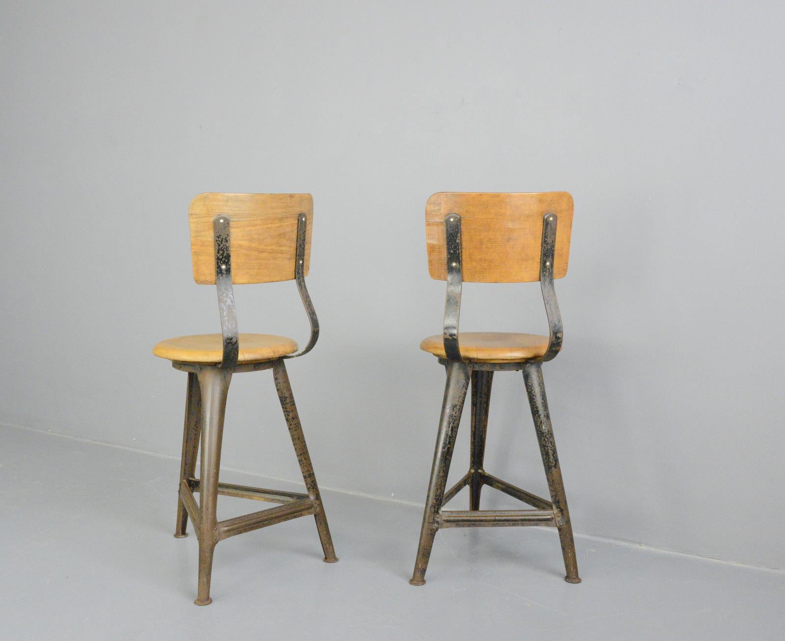 Industrial Work Stools by Ama, circa 1930s 1