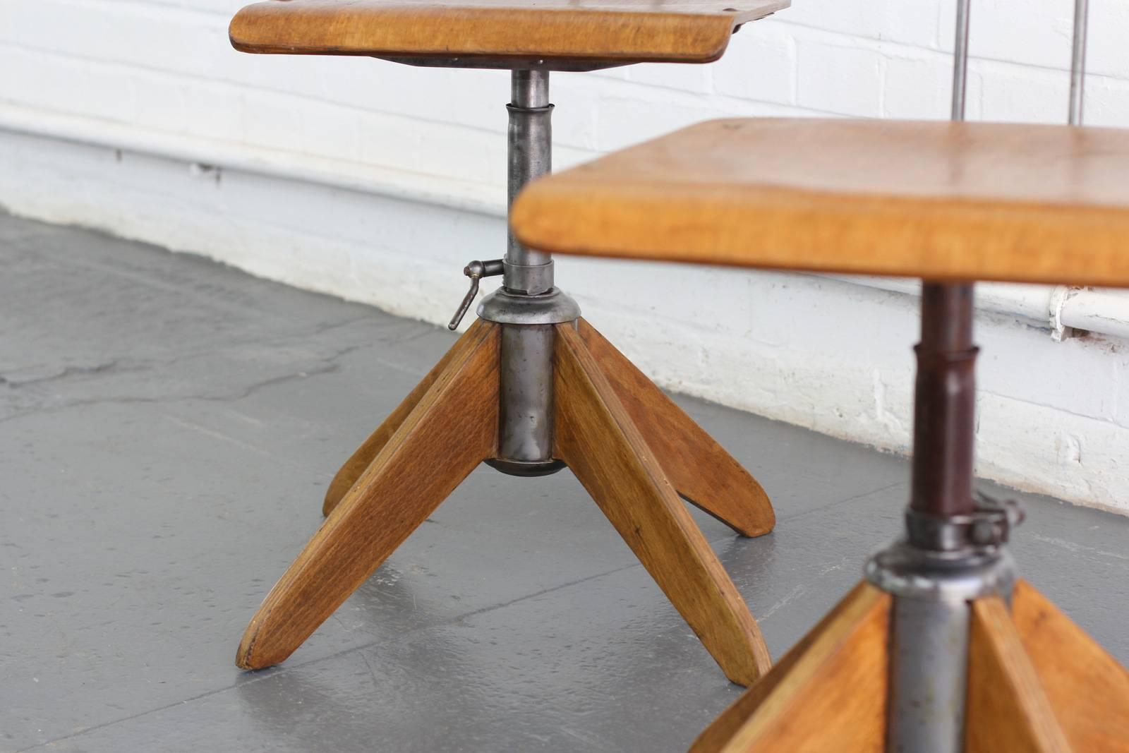 German Industrial Work Stools by Robert Wagner for Rowac, circa 1940s