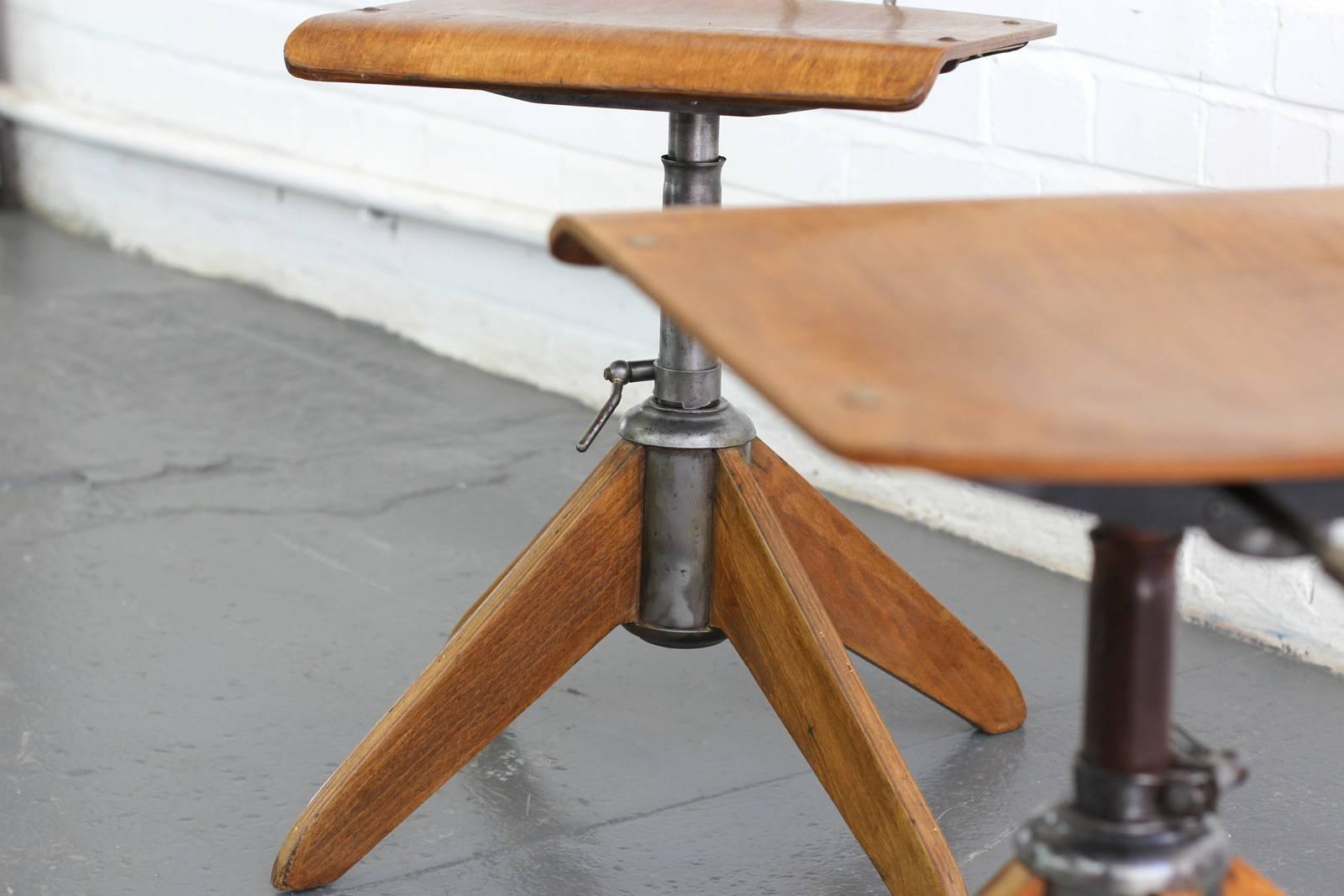 Industrial Work Stools by Robert Wagner for Rowac, circa 1940s 1