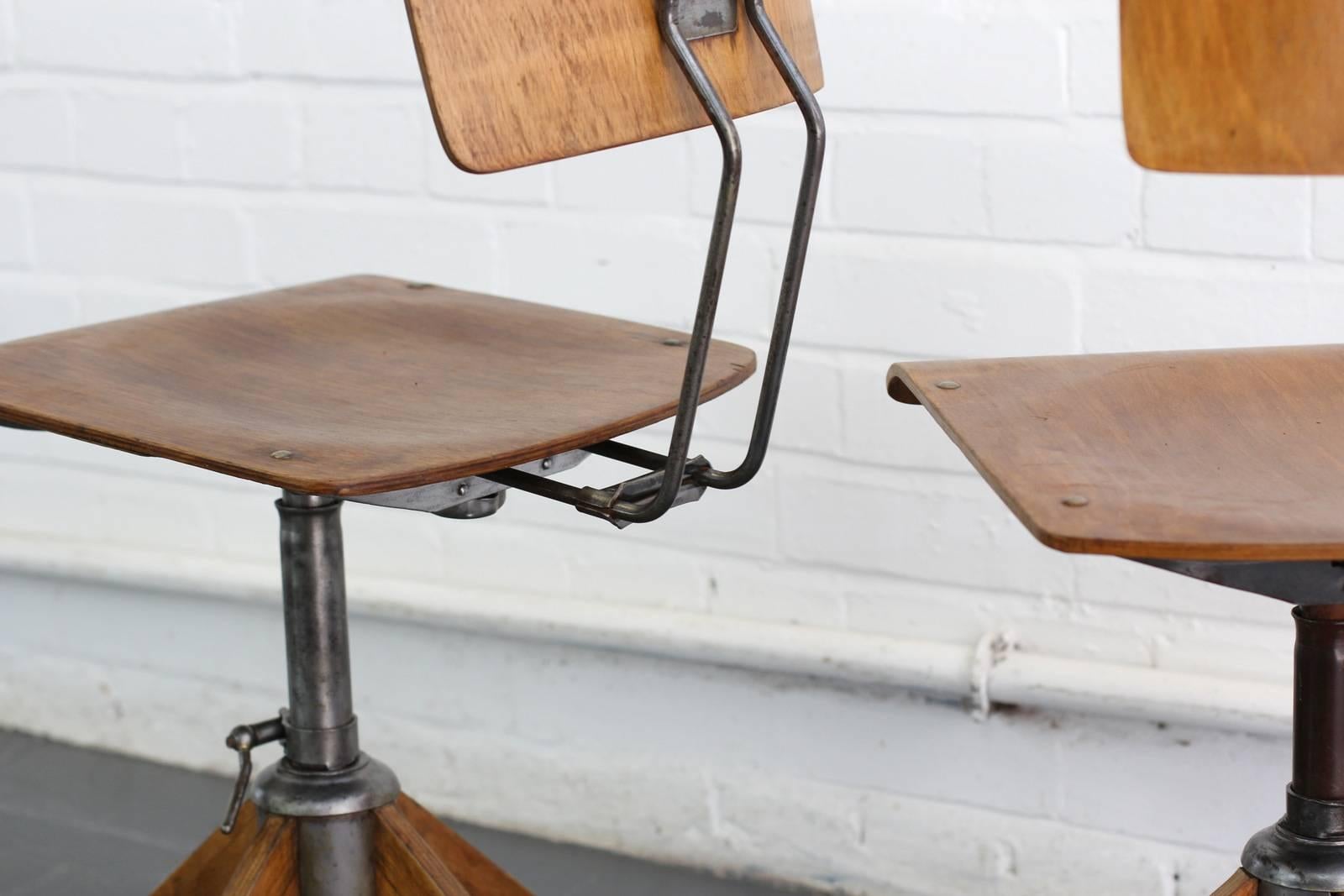 Industrial Work Stools by Robert Wagner for Rowac, circa 1940s 3