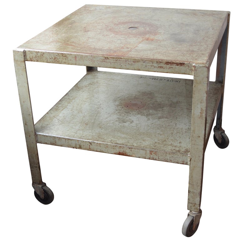 Industrial Work Table, Center Island, Steel Bar on Wheels from Midwest