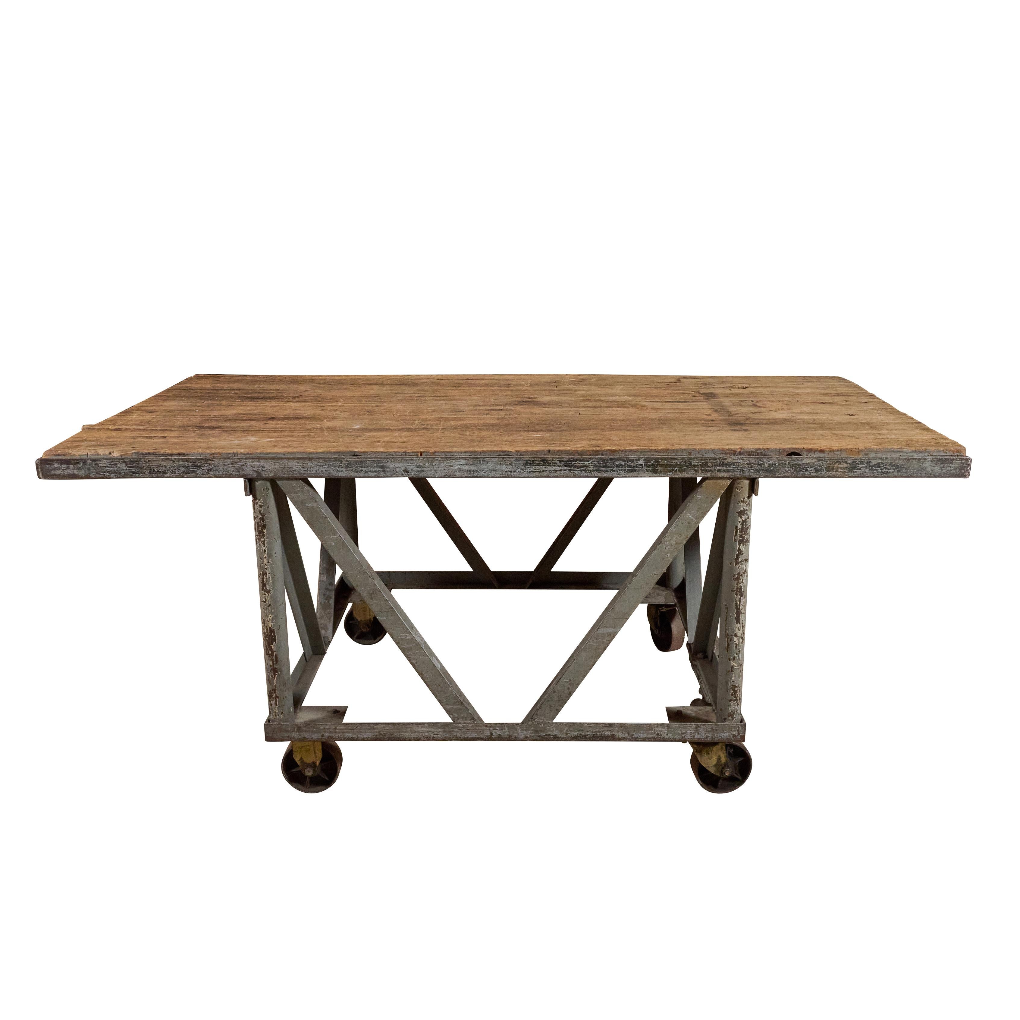 Industrial wood top work table on casters. Heavy Duty.

