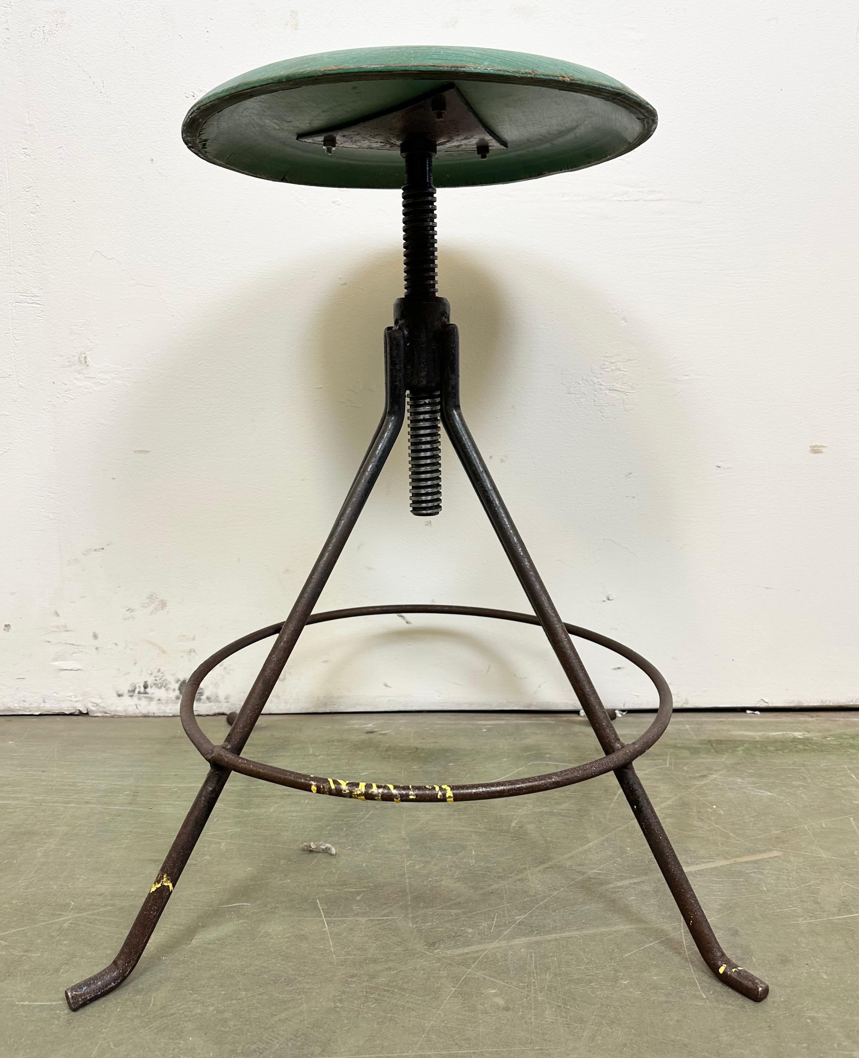 Iron Industrial Workshop Swivel Stool, 1960s For Sale