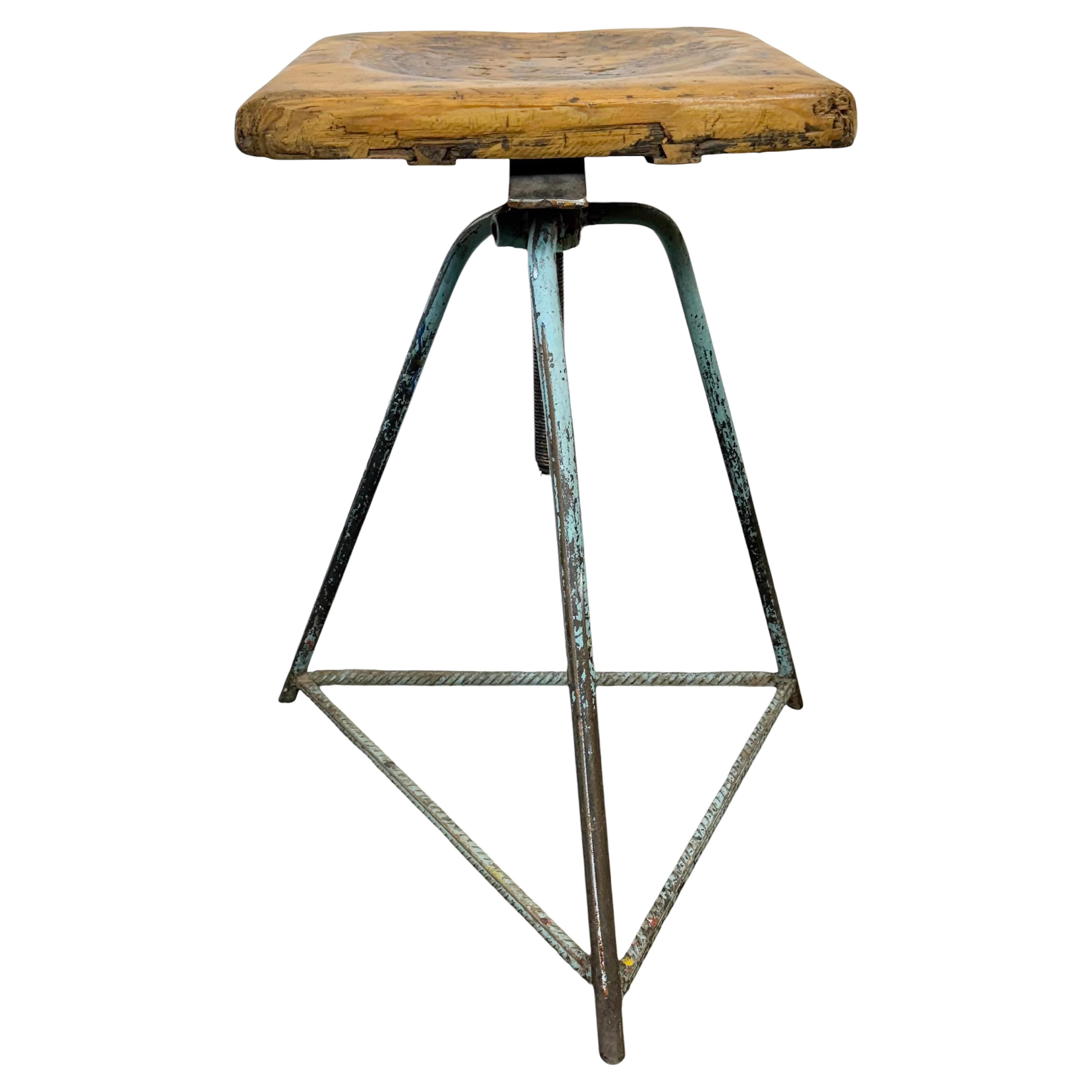 Sgabello girevole da officina industriale, anni '60