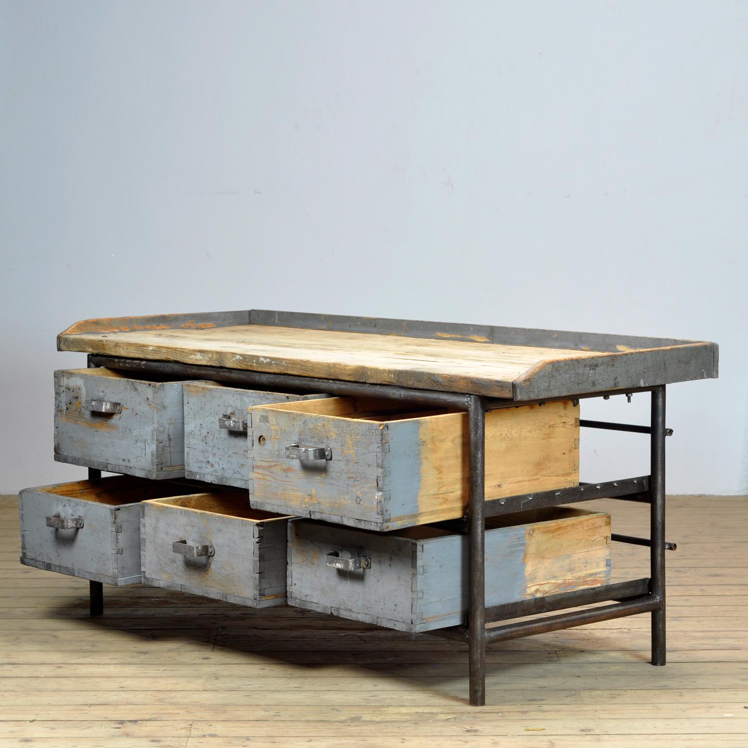 French Industrial Worktable, 1940's