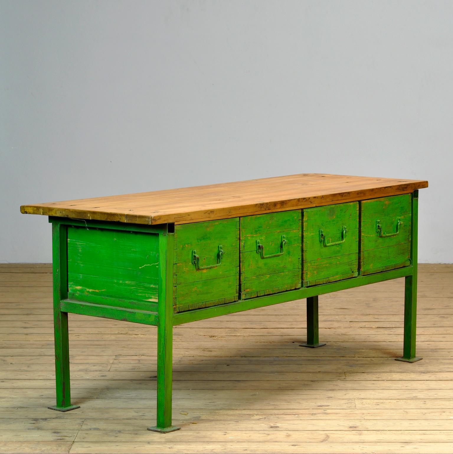 French Industrial Worktable, 1940's