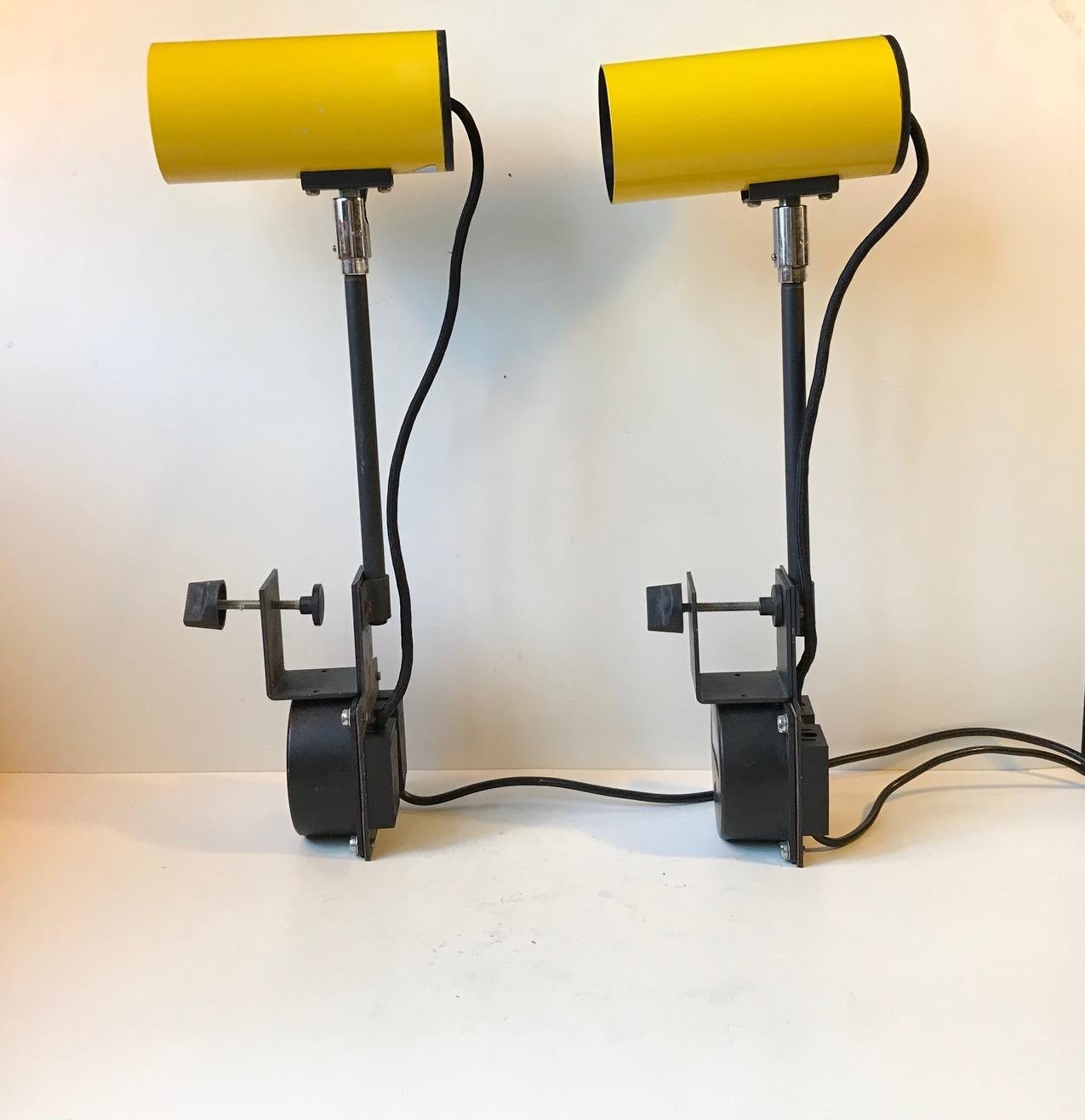 German Industrial Yellow Clam Spotlights, Sconces from Lübcke, 1970s, Set of 2