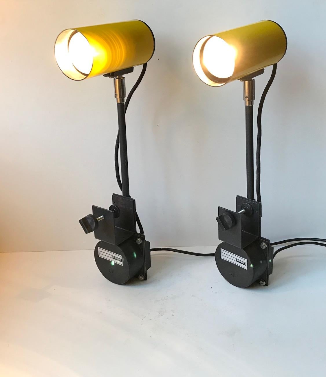 Industrial Yellow Clam Spotlights, Sconces from Lübcke, 1970s, Set of 2 In Good Condition In Esbjerg, DK