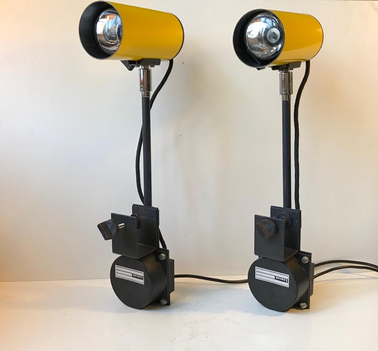 Industrial Yellow Clam Spotlights, Sconces from Lübcke, 1970s, Set of 2 1