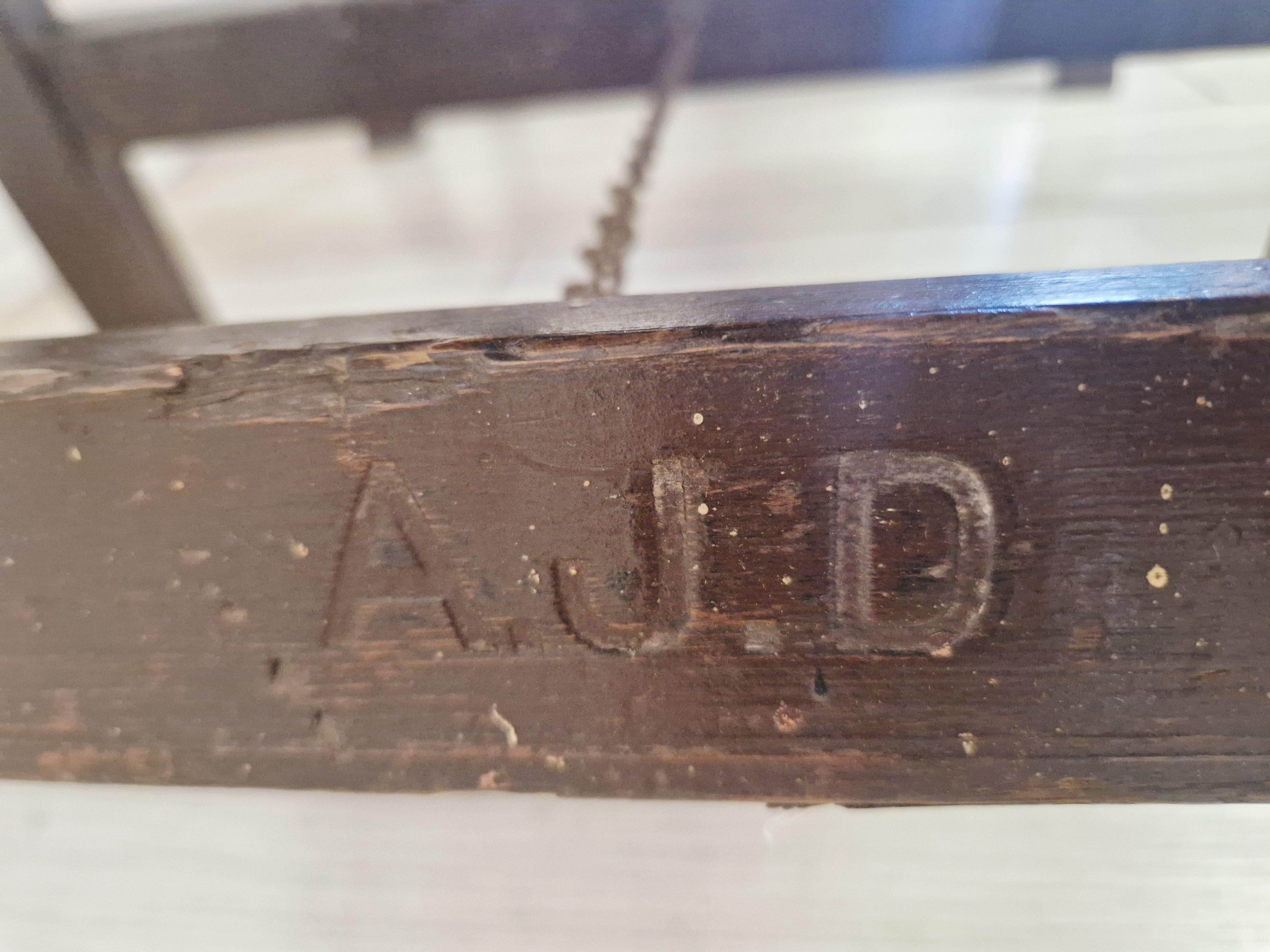 Industrielle Zink Architekten Schreibtisch Trestle Tisch gestempelt AJD im Zustand „Gut“ im Angebot in Buxton, GB