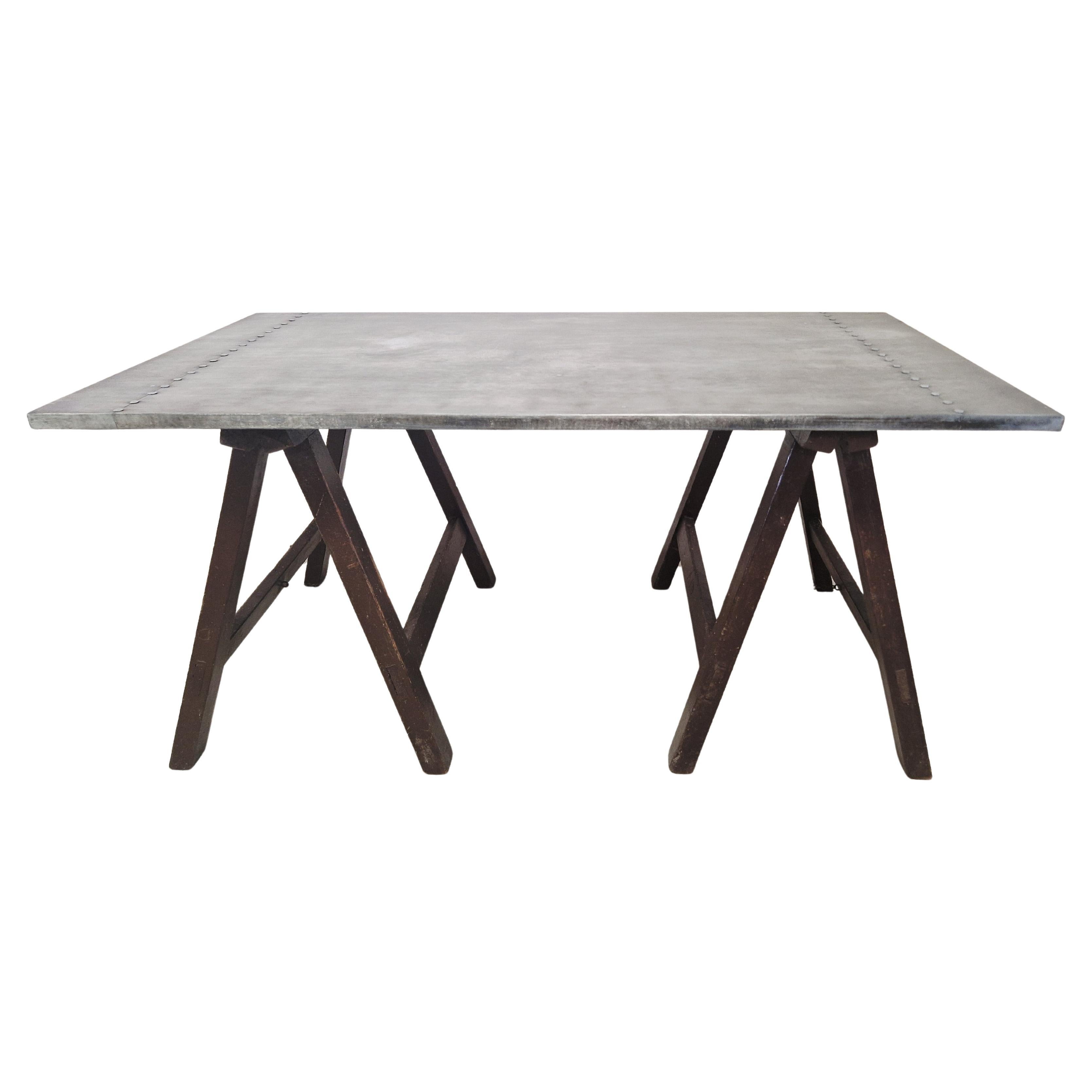 Industrielle Zink Architekten Schreibtisch Trestle Tisch gestempelt AJD