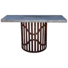 Industrial Zinc Console on Repurposed Iron Base (Pair available)