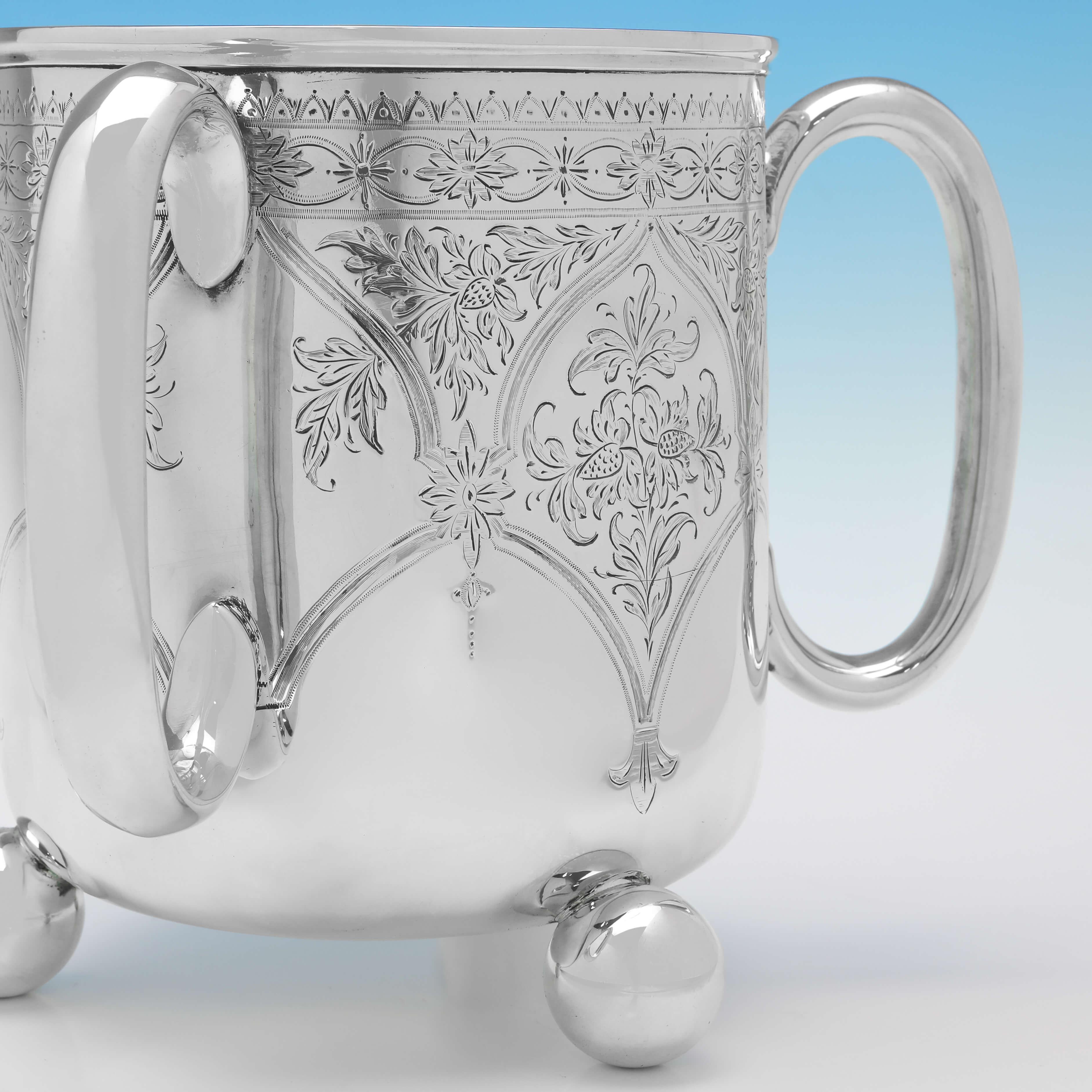 Late 19th Century Industrialist Design Victorian Sterling Silver Cup or Wine Cooler, London, 1881 For Sale