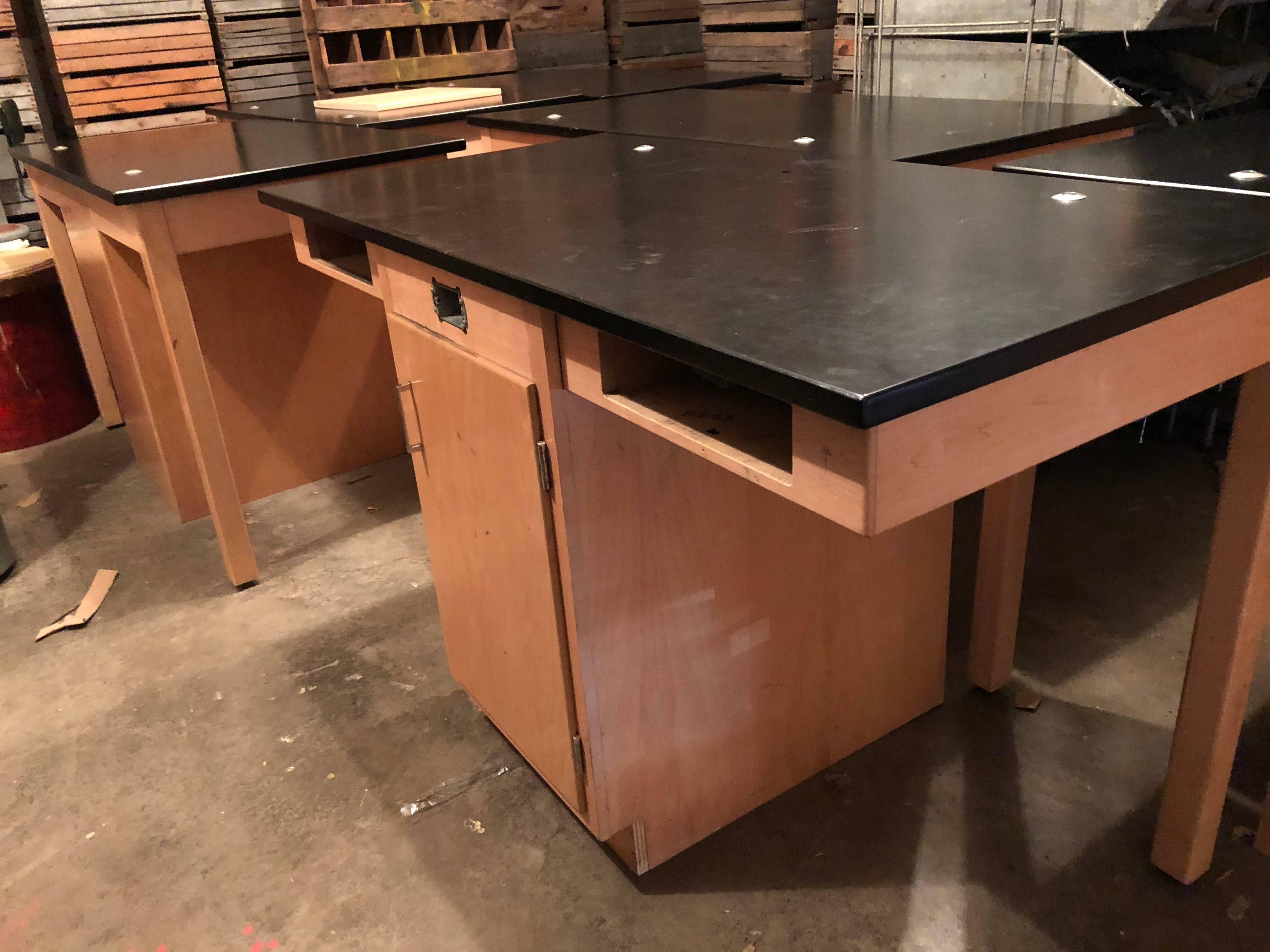Industrial/Lab Table from Chemistry Lab in Midwestern High School; 5 available In Good Condition For Sale In Madison, WI
