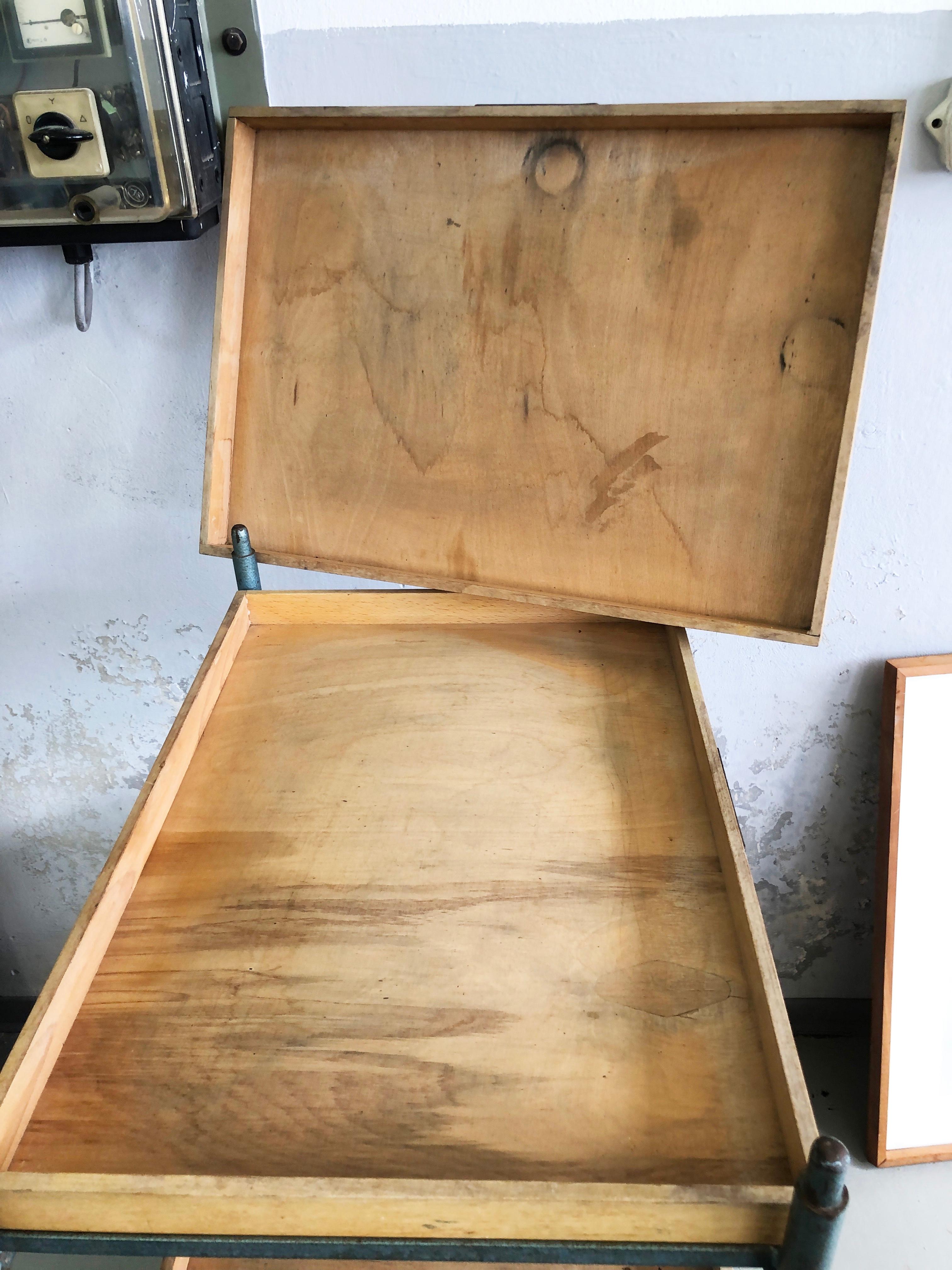 Industrieregal, Industrieregal 1930, 1950, Deutschland - • Metall & Holz - • Grün & Hellbraun 7