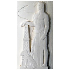 Vintage "Industry" and "Commerce, " Pair of Fabulous WPA Allegorical Panels with Nudes